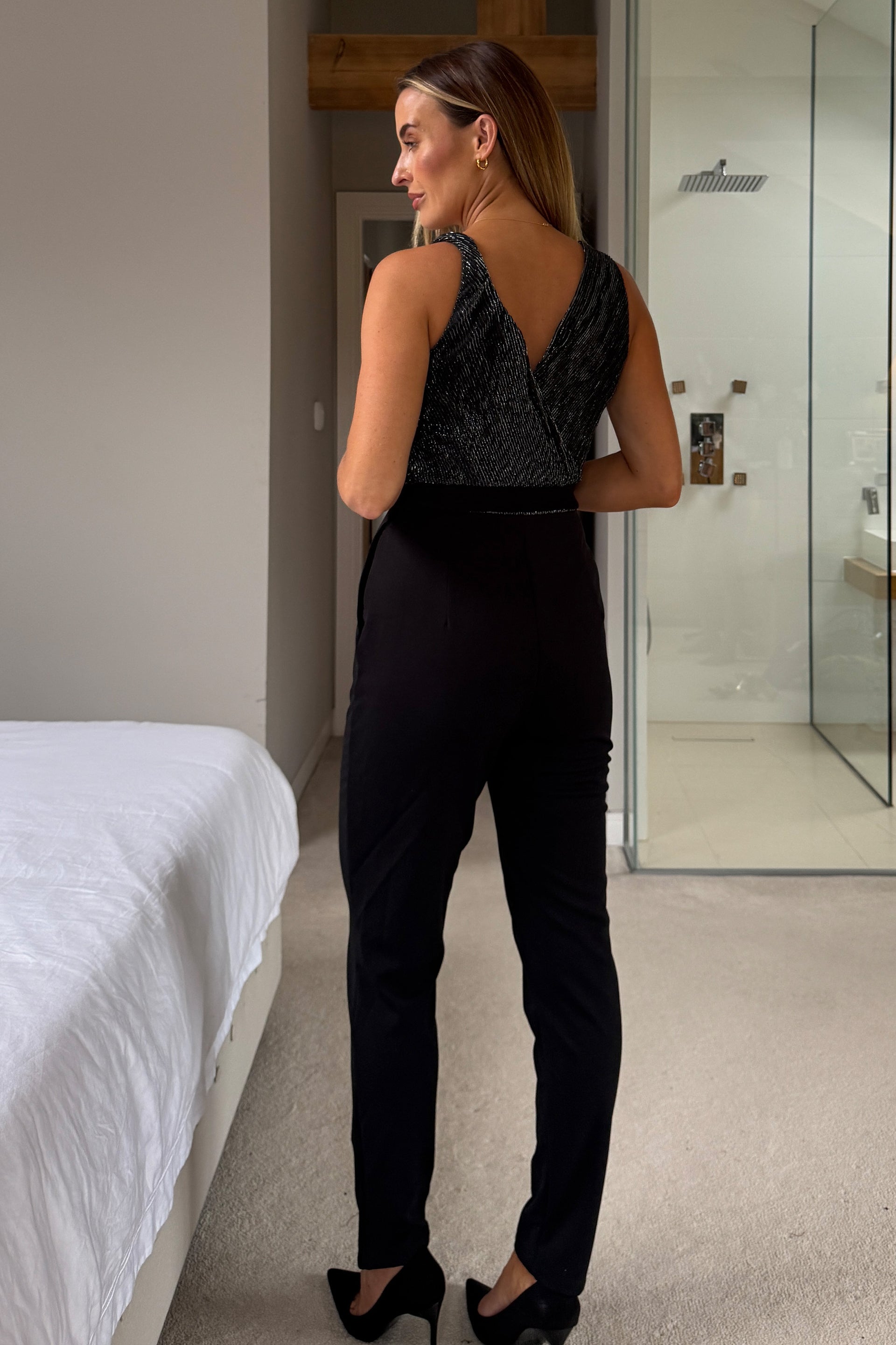Amara Silver Wrap Over Jumpsuit