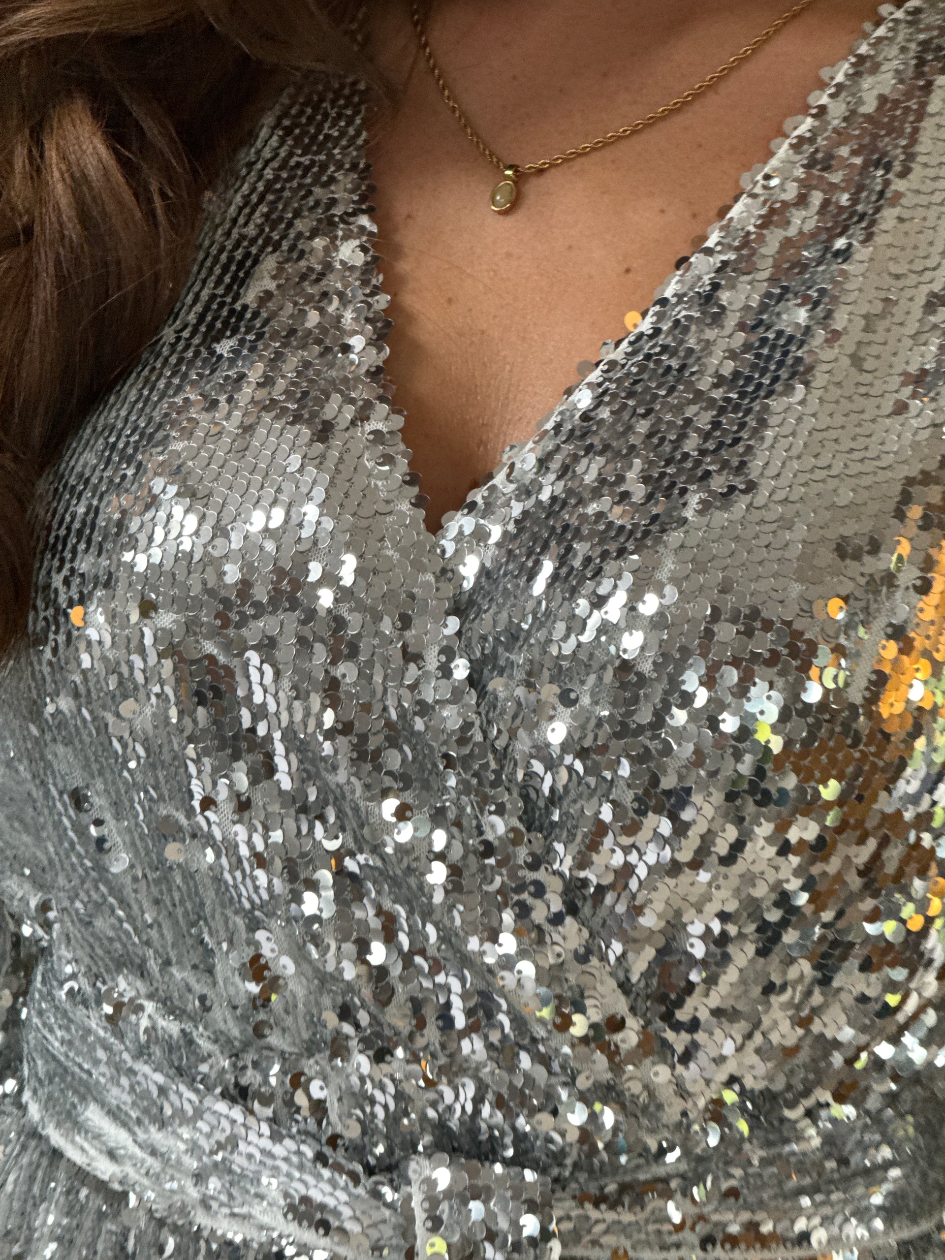 Annie Silver Sequin Wrap Mini Dress