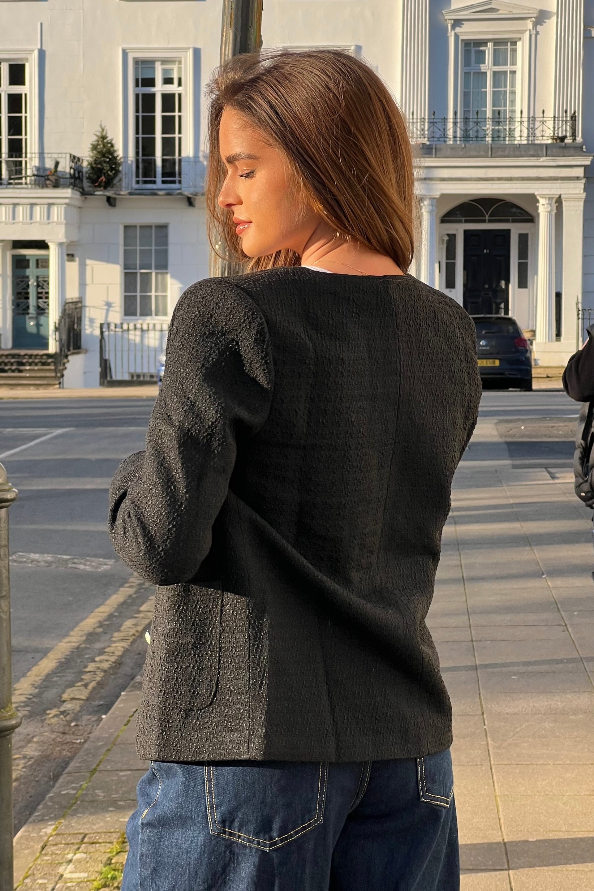 Florence Black Button Detail Blazer