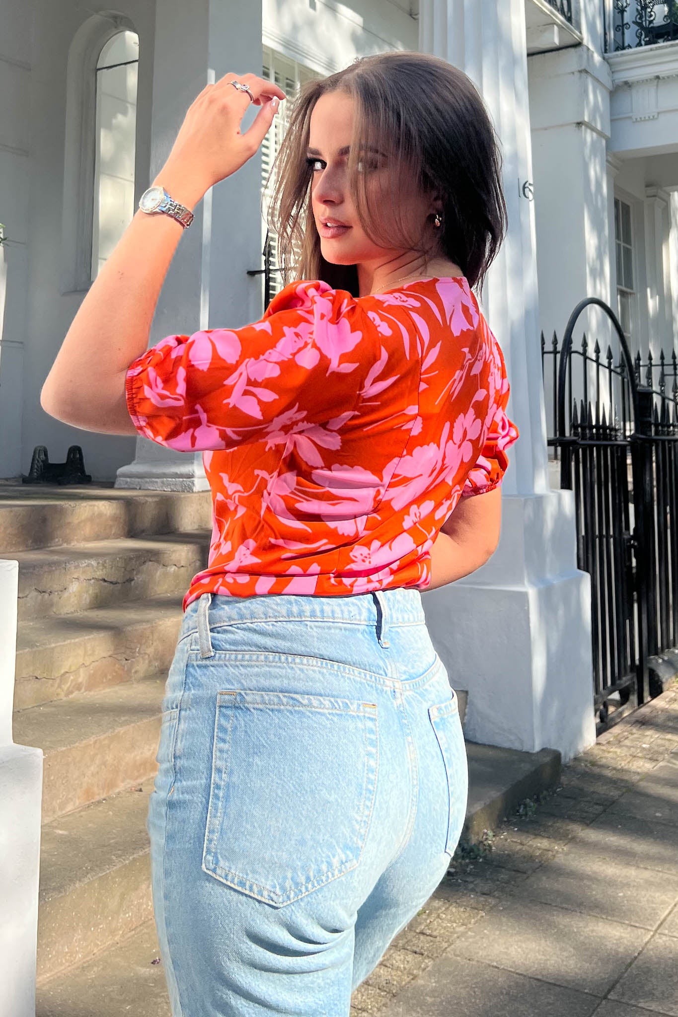 Mabel Orange & Pink Floral Blouse