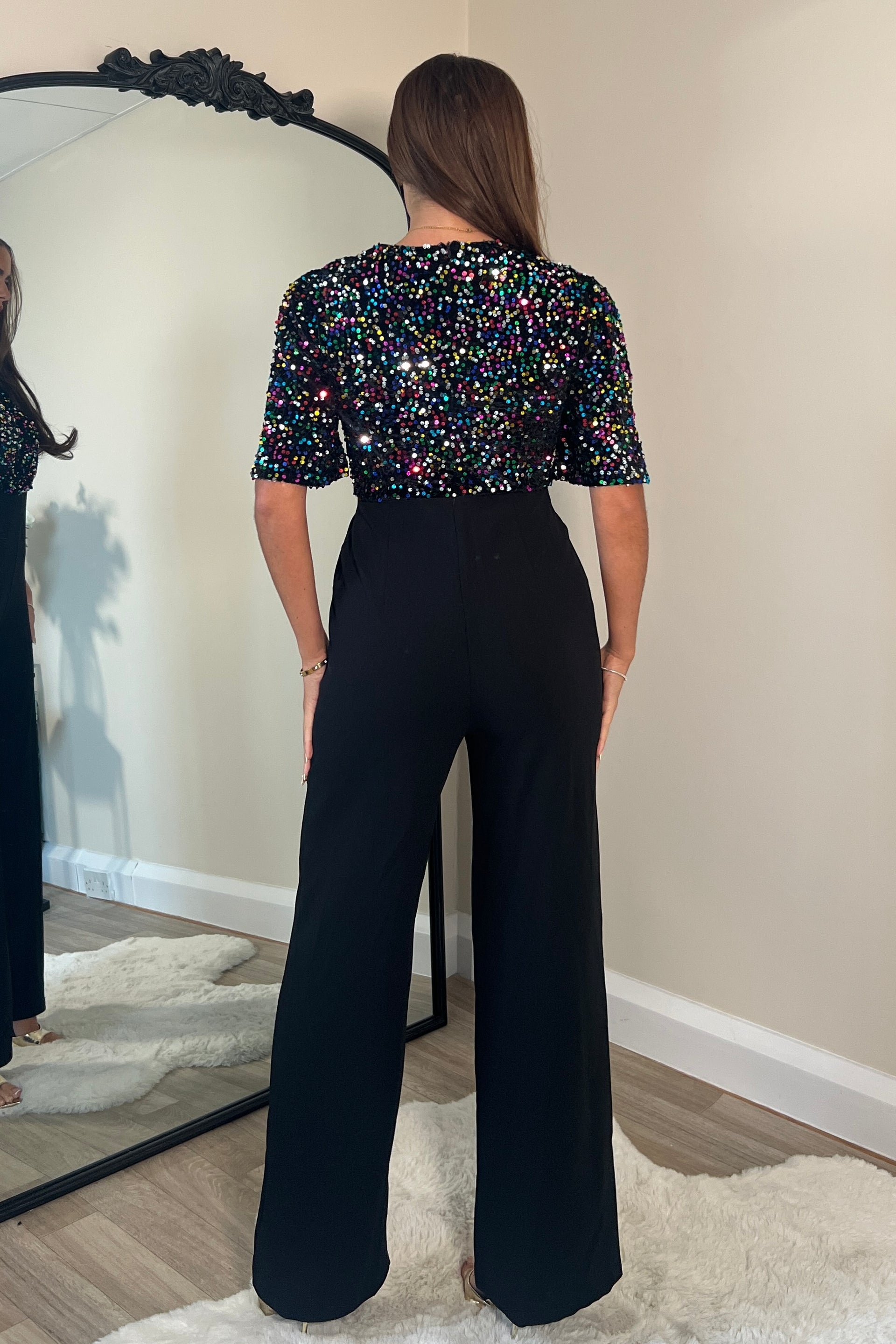 Delphine Multi Sequin Top Wide Leg Jumpsuit