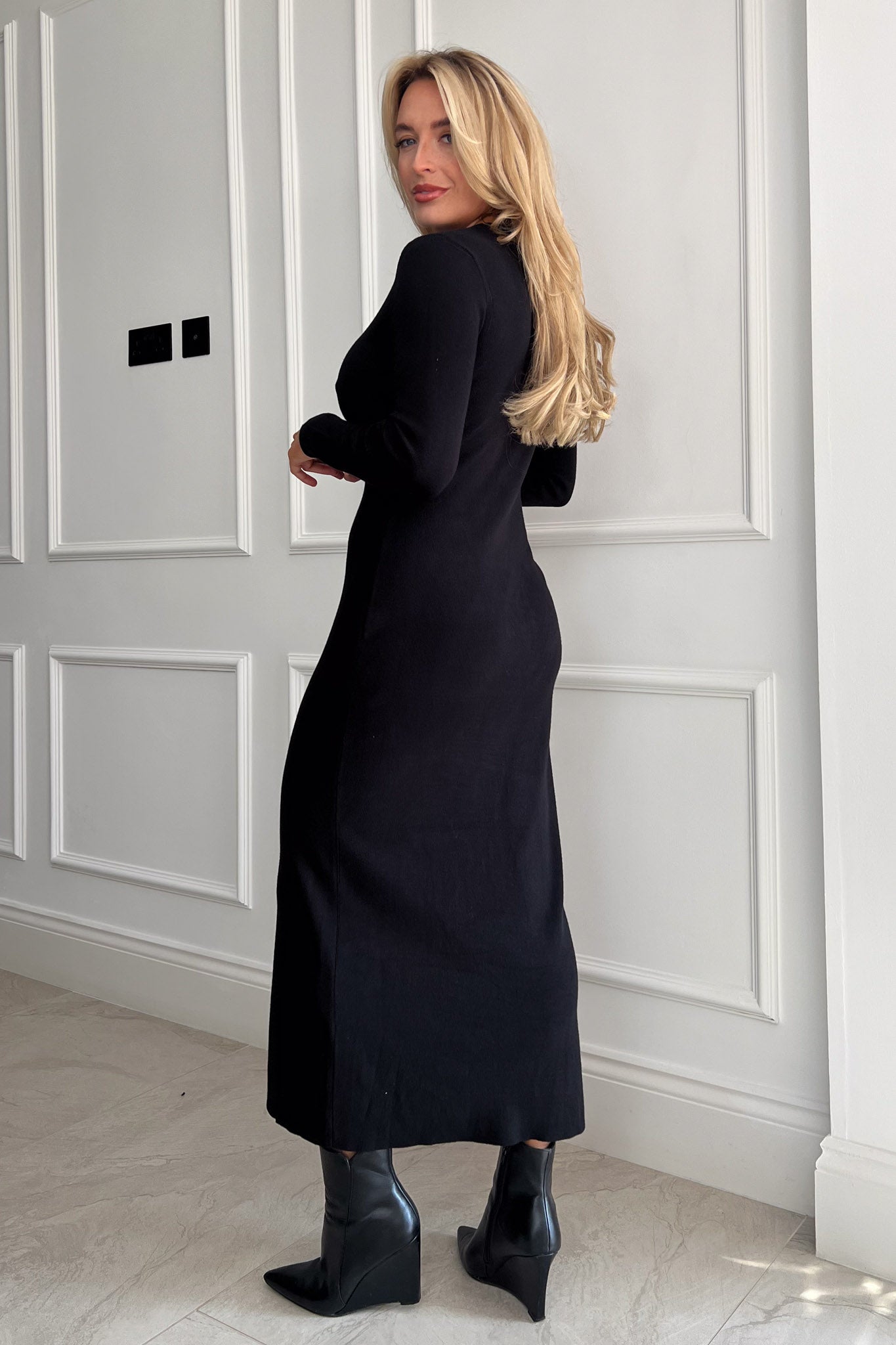 Alina Longline Cardigan Dress Black