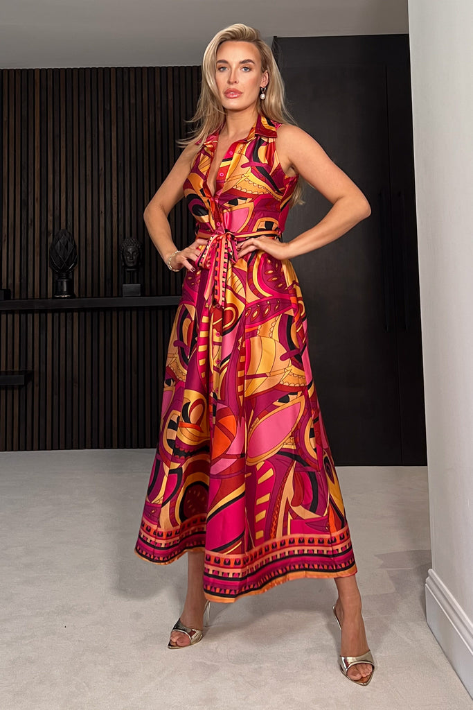 Casual Boarderd Tee Shirt Dress Rhia Sleeveless Border Print Shirt