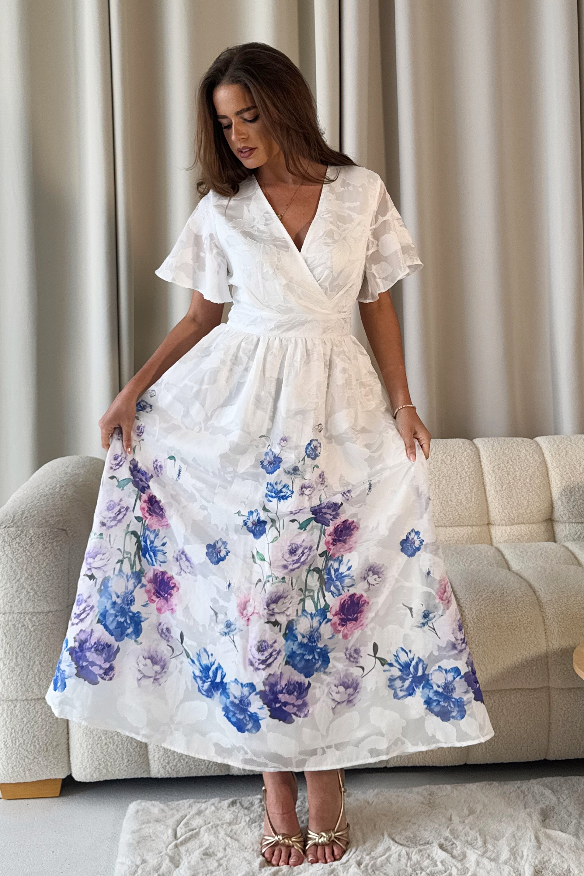 Lucy Printed Burnout Midi Dress