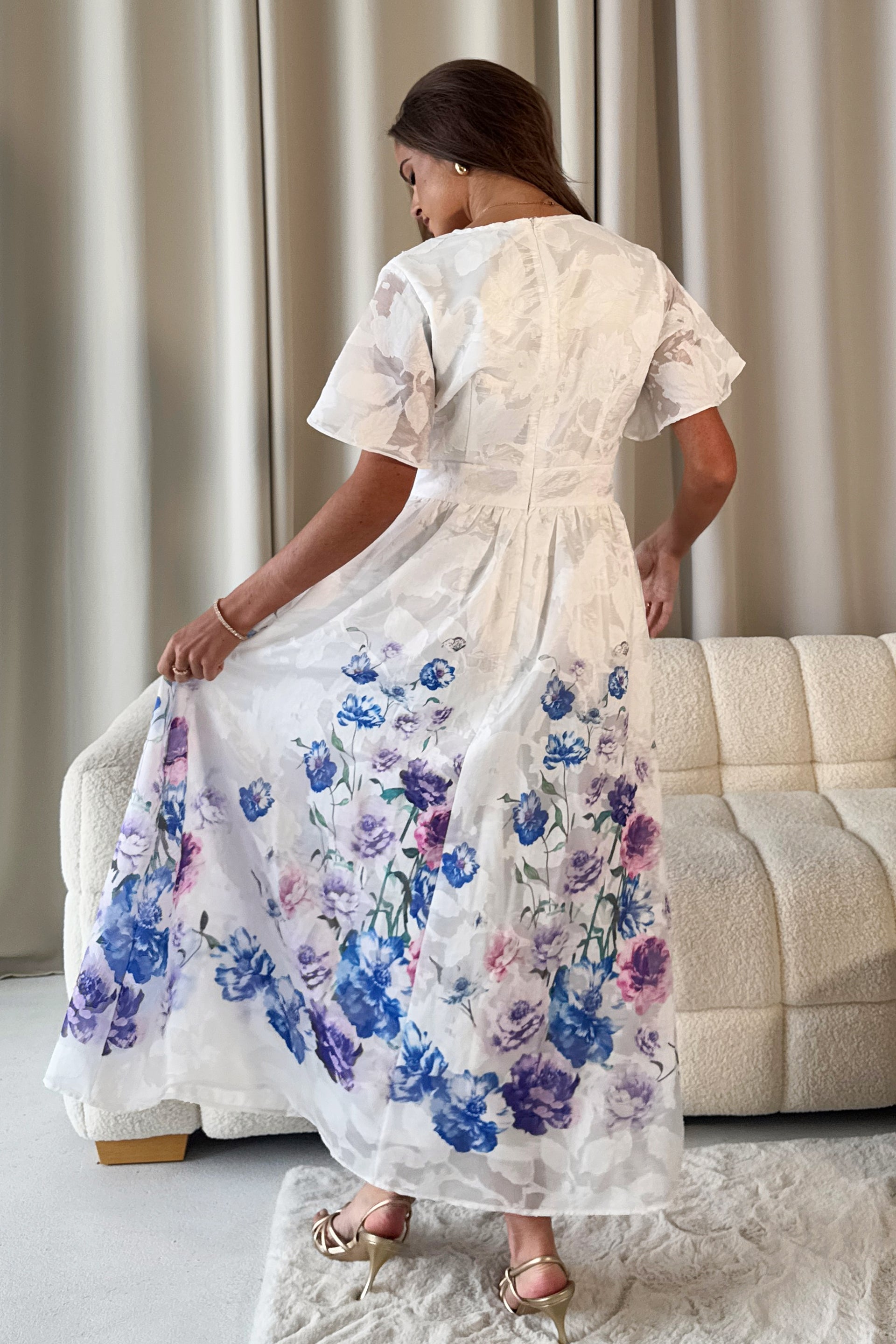 Lucy Printed Burnout Midi Dress