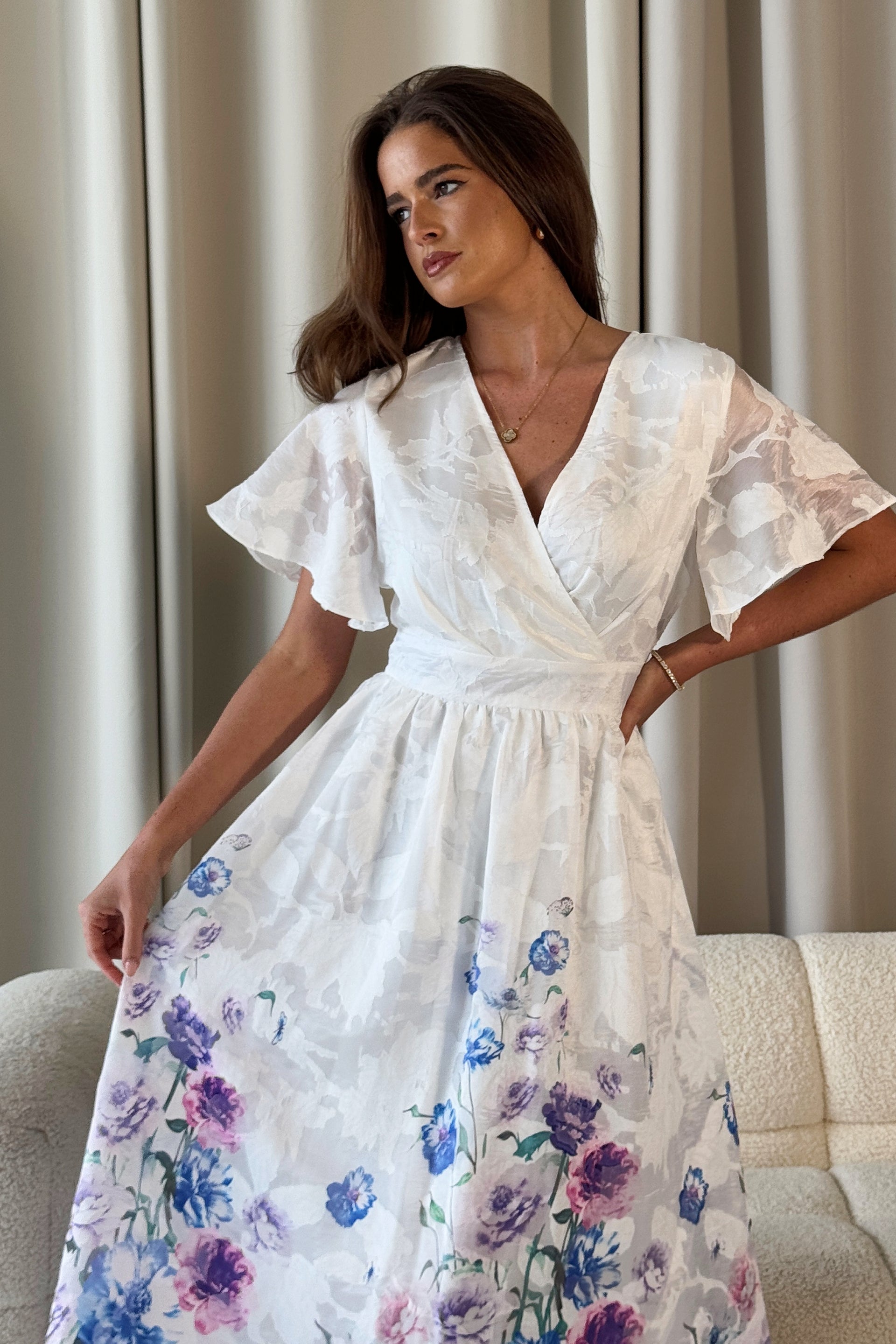 Lucy Printed Burnout Midi Dress