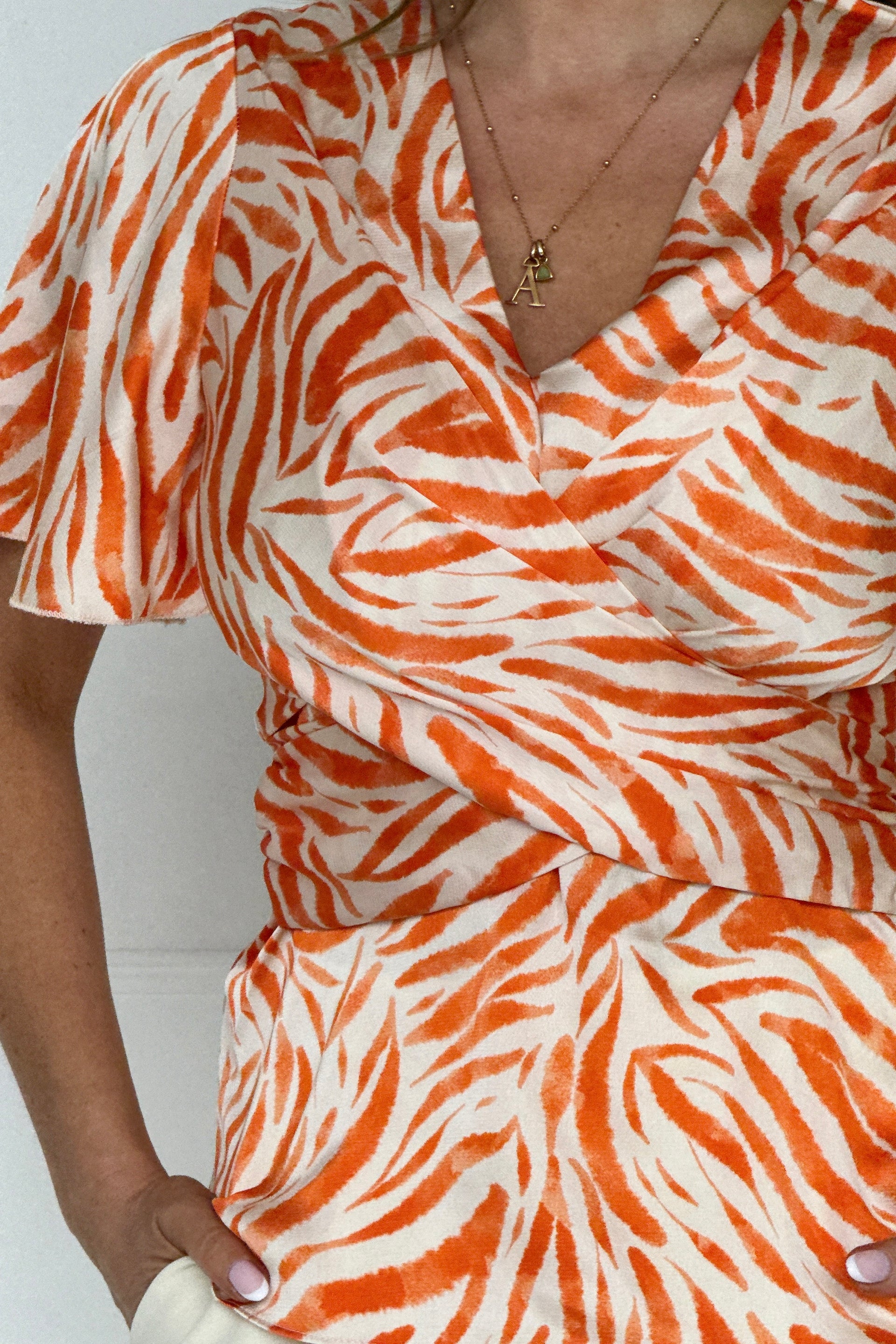Teresa Angel Sleeve Wrap Top Orange