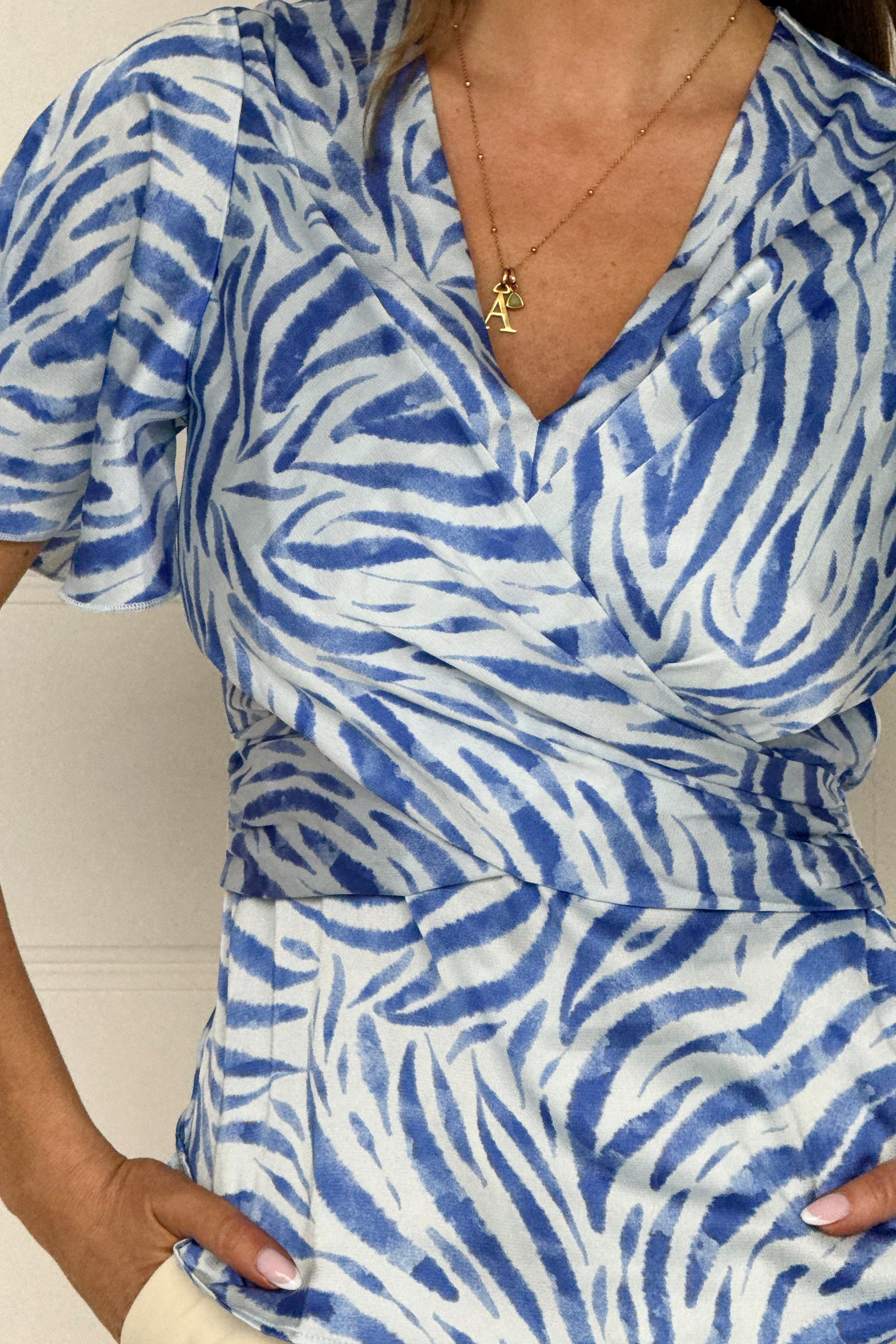 Teresa Angel Sleeve Wrap Top Blue