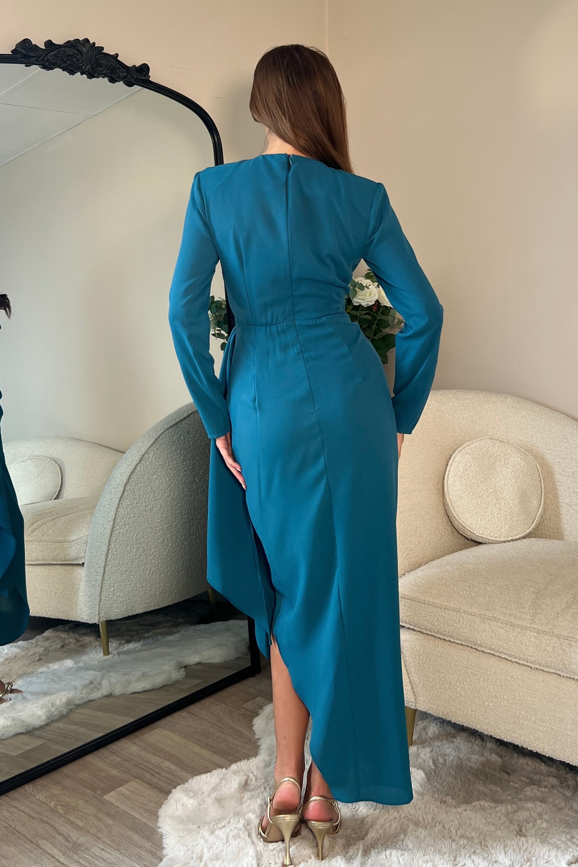 Bria Teal Wrap Maxi Dress