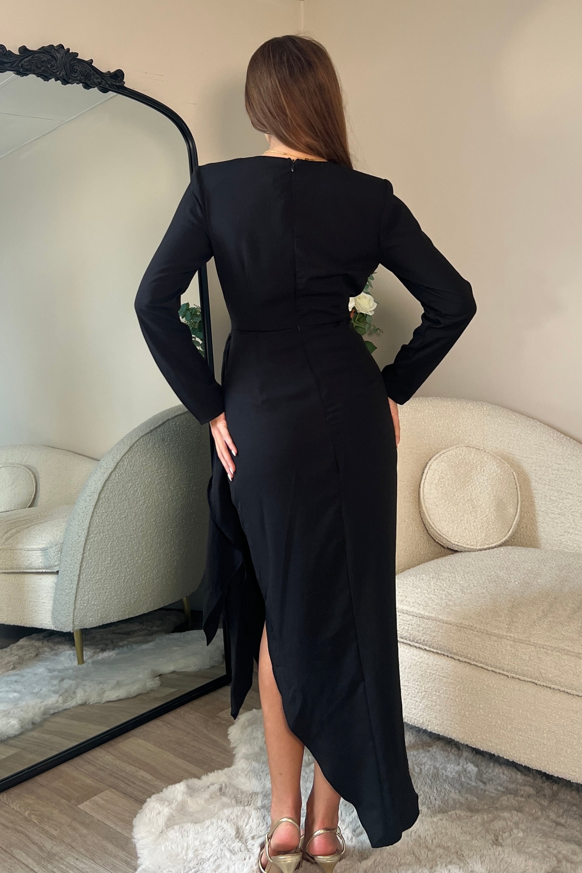 Bria Black Wrap Maxi Dress