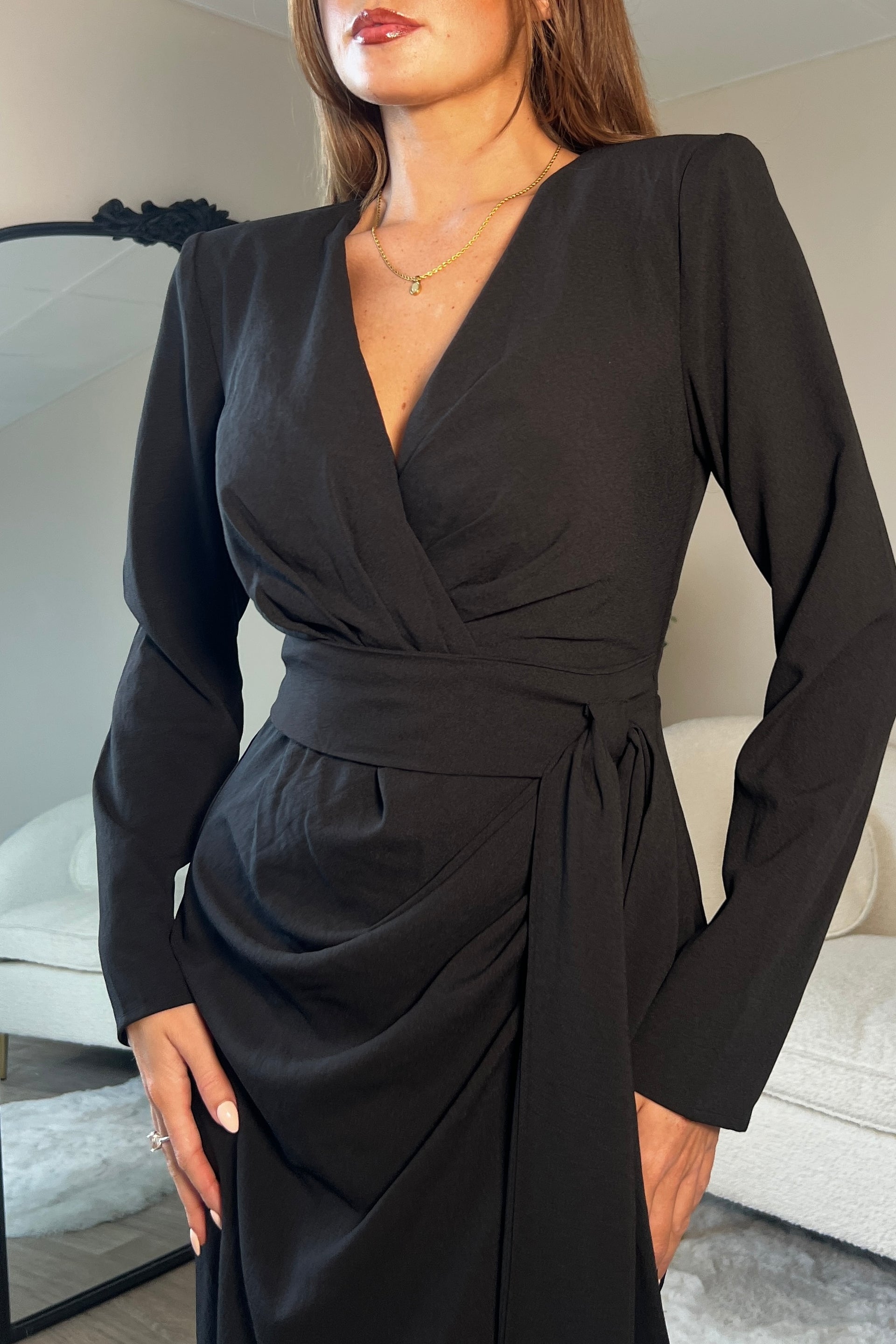 Bria Black Wrap Maxi Dress