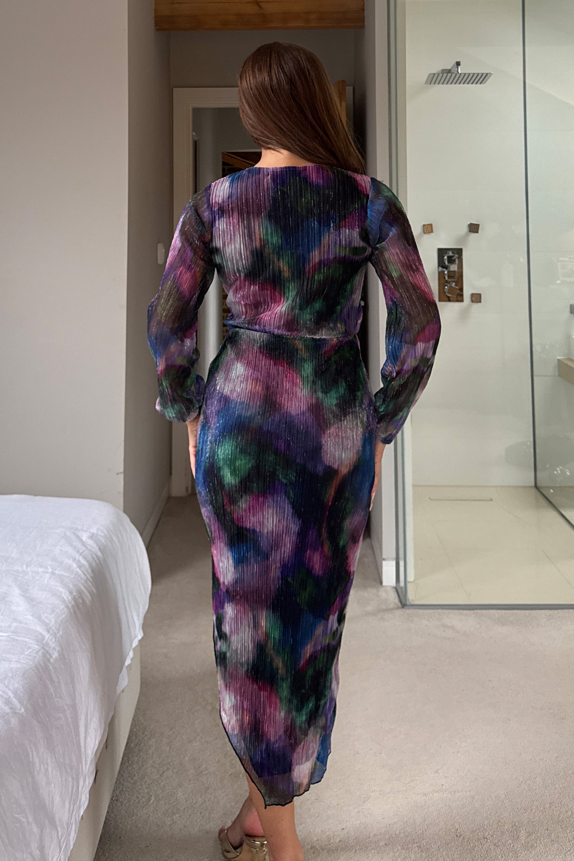 Elsa Purple Shimmer Wrap Midi Dress