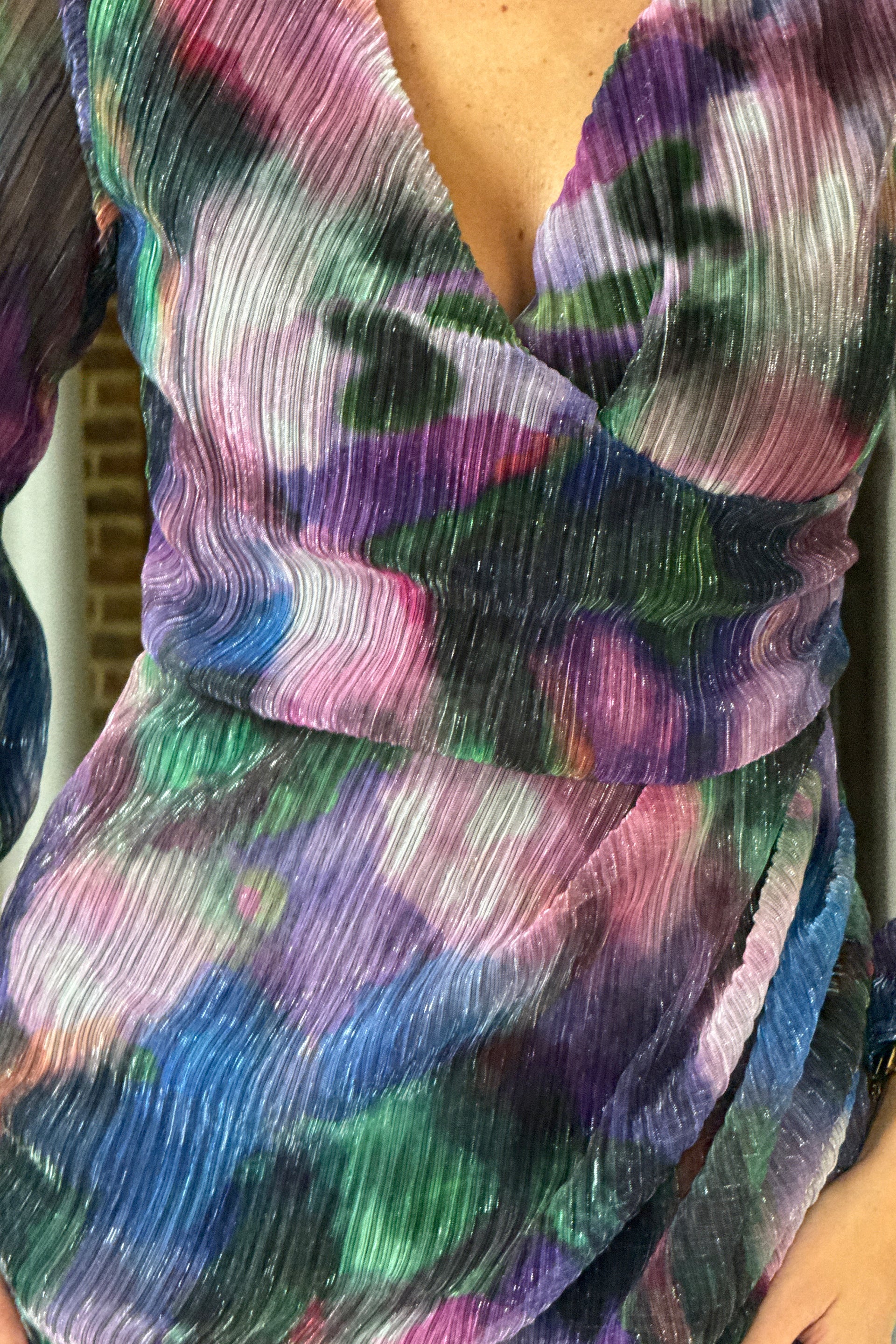 Elsa Purple Shimmer Wrap Midi Dress