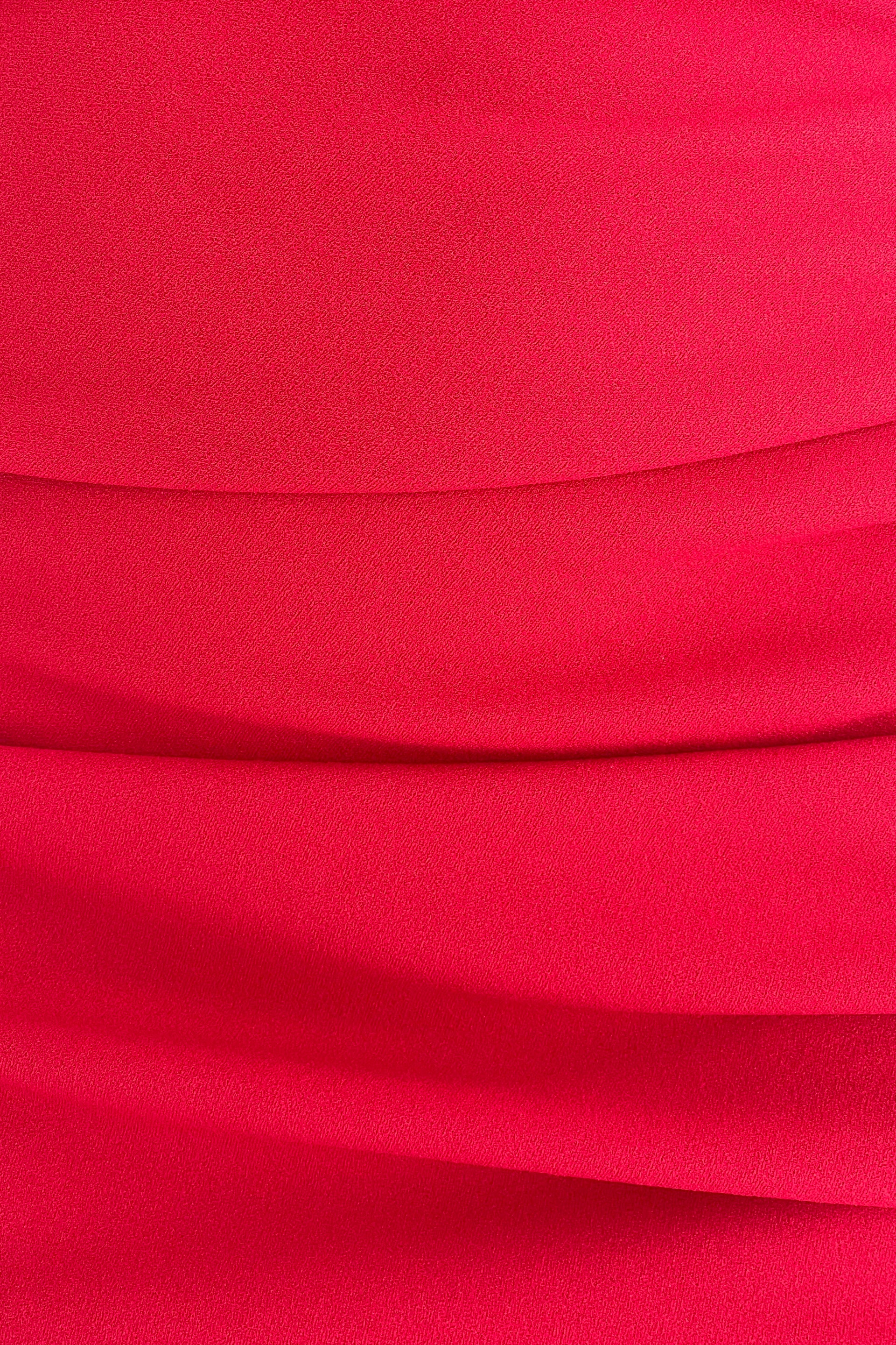 Bessie Halter Neck Side Split Midi Dress Bright Red