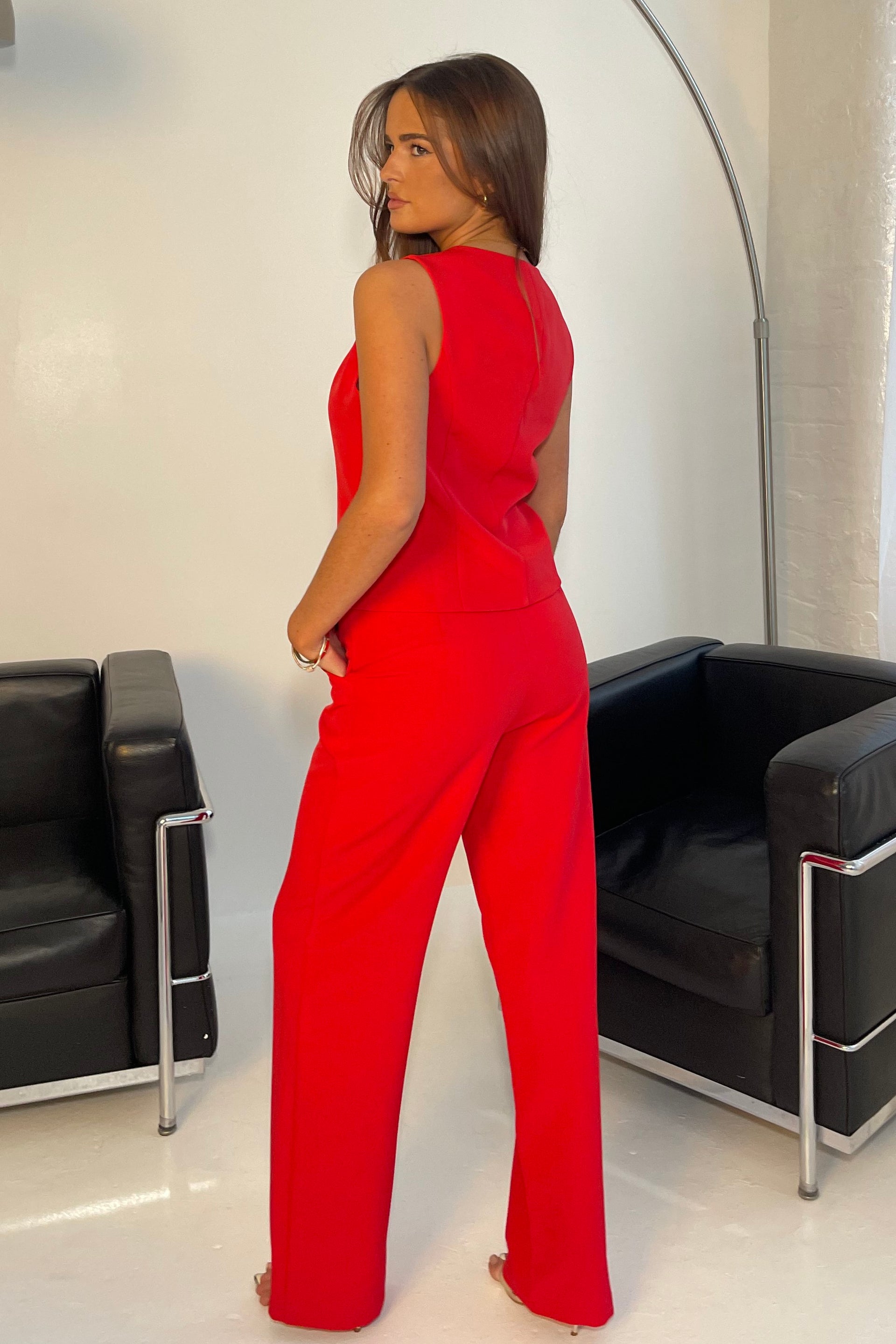Bobbi Tailored Waistcoat Red