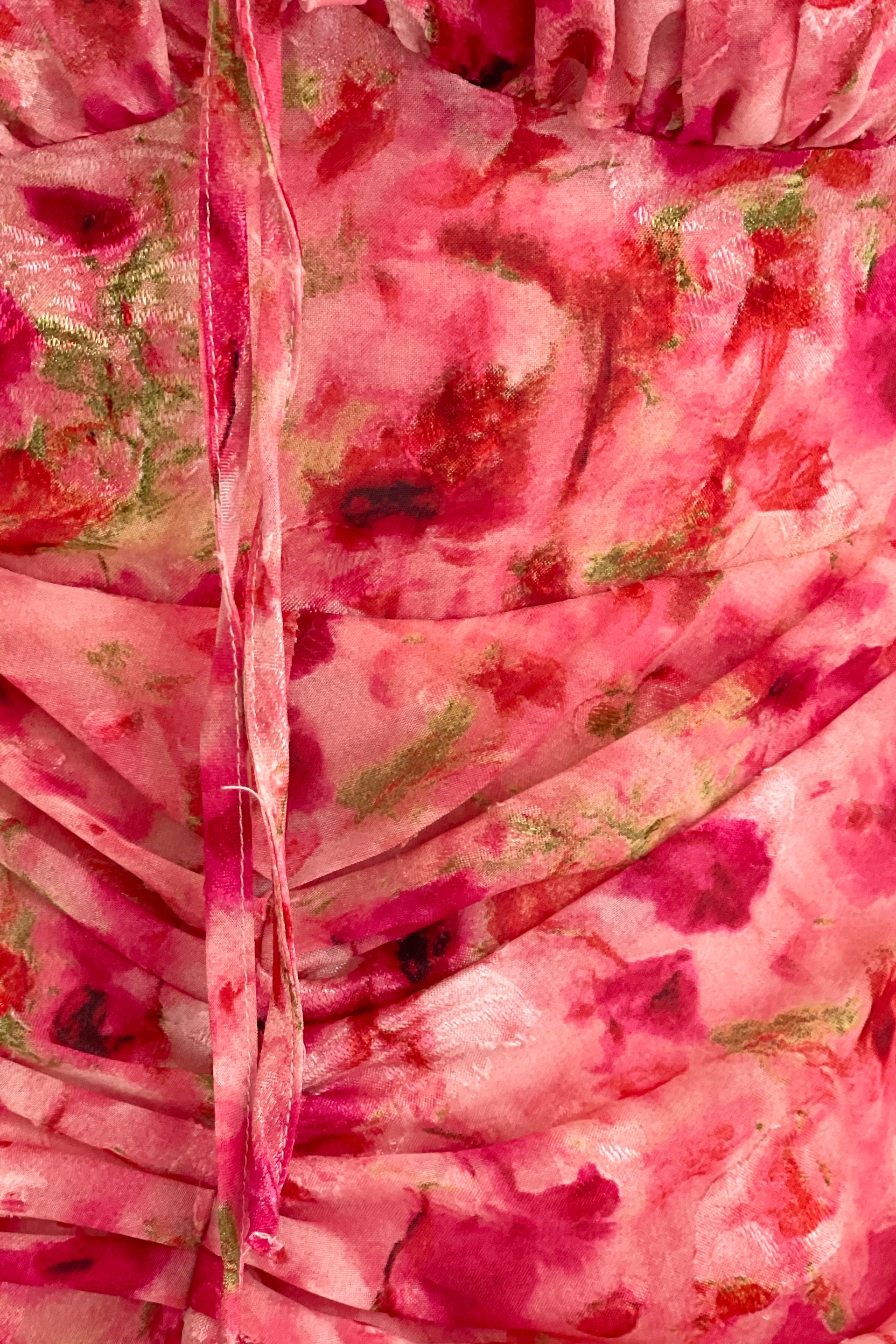 Dove Ruched Detail Midi Dress In Pink Burnout