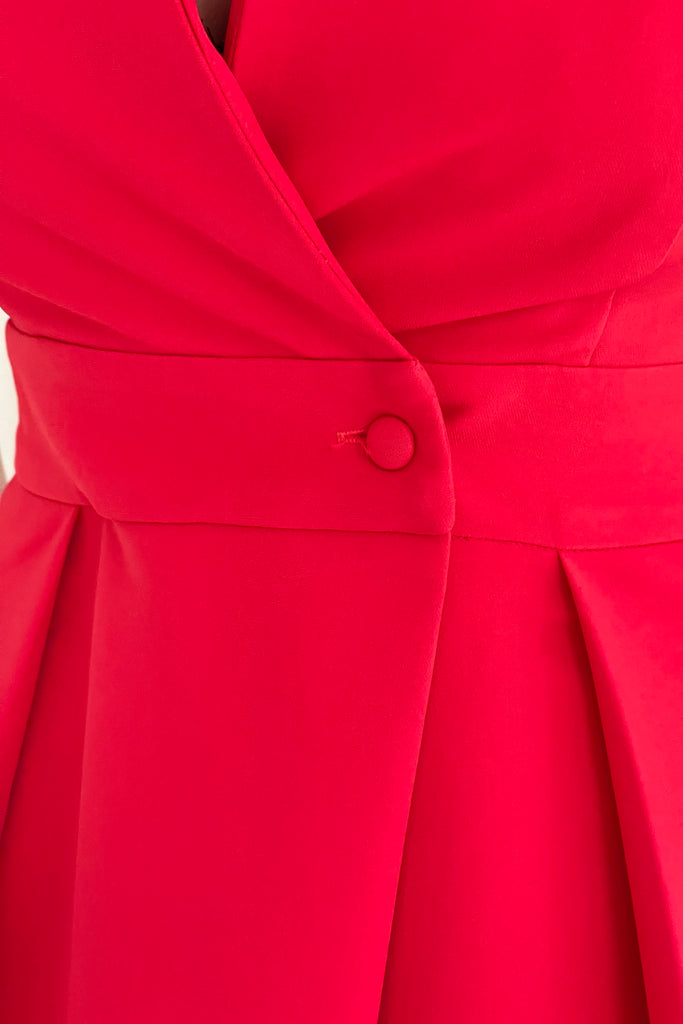 Cameron Collared Tailored Shirt Dress Red – Girl In Mind