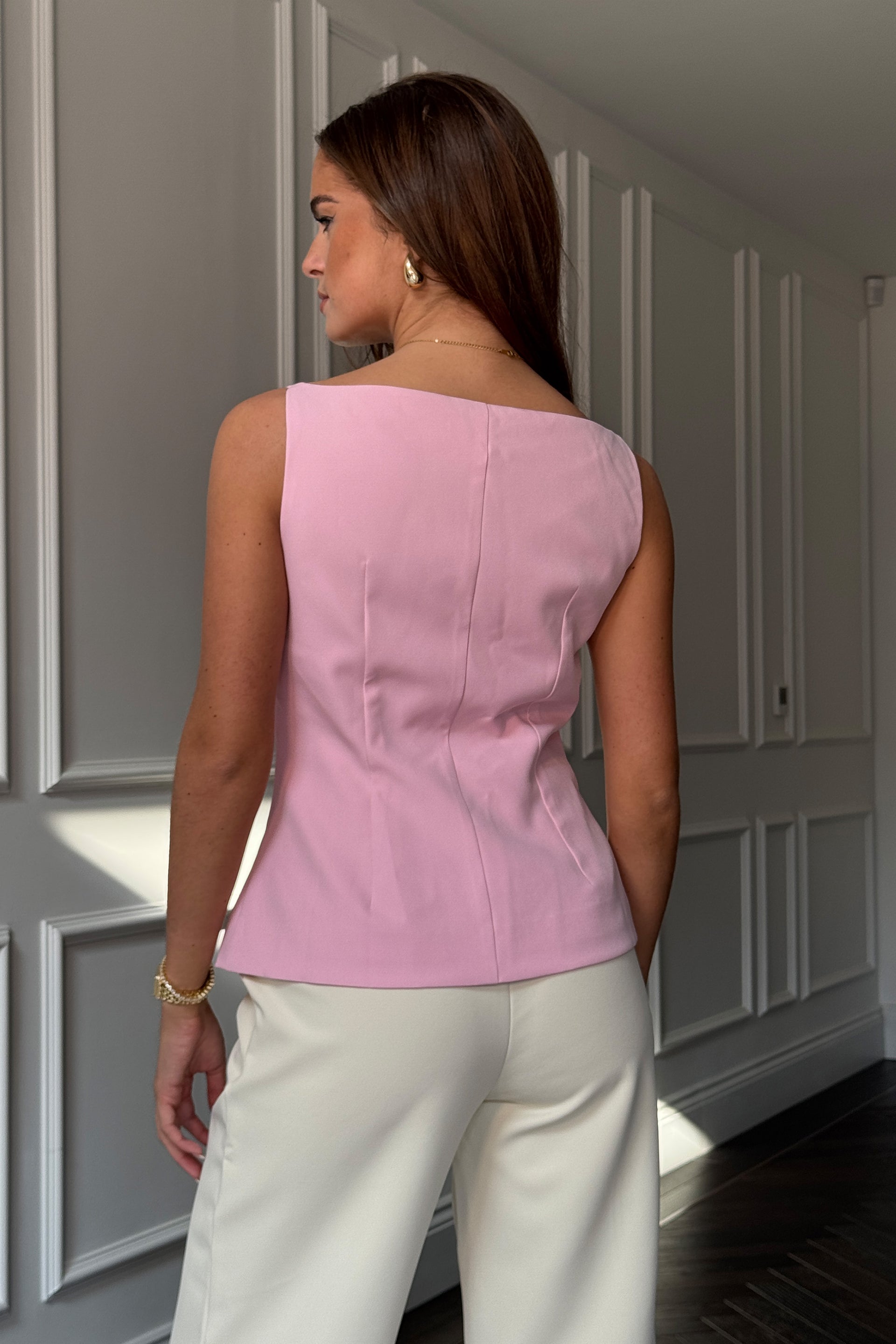 Connor High Neck Waistcoat Pink