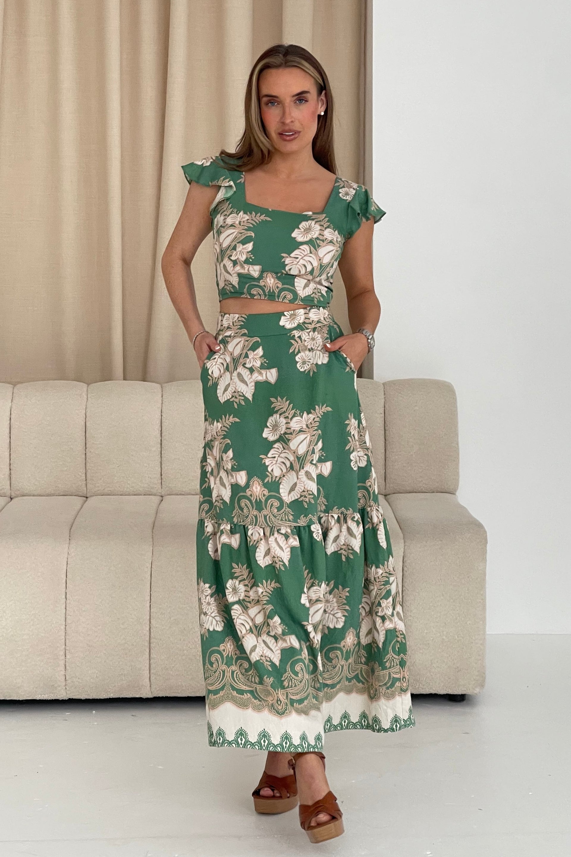 Blossom Green Floral Skirt