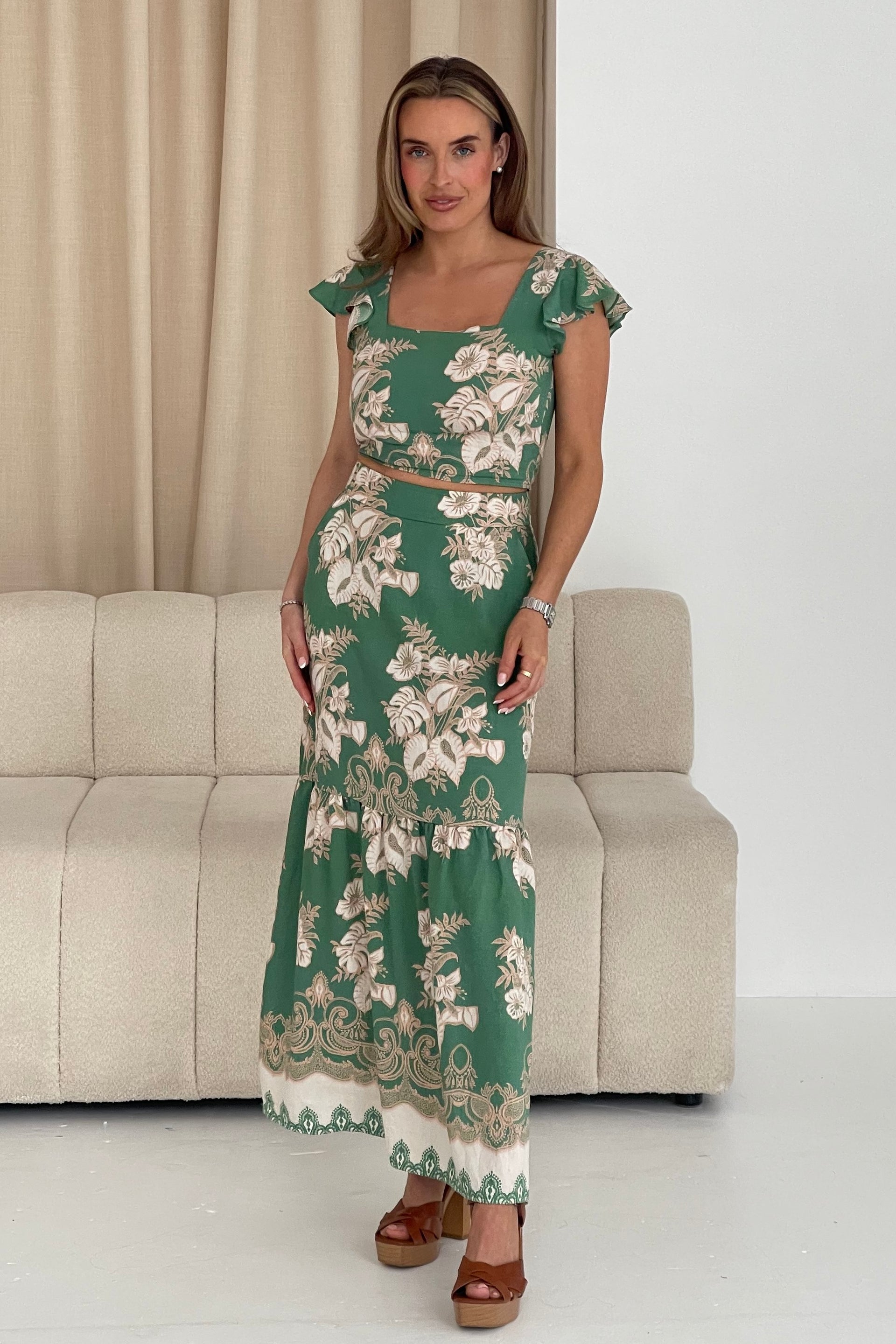 Blossom Green Floral Skirt