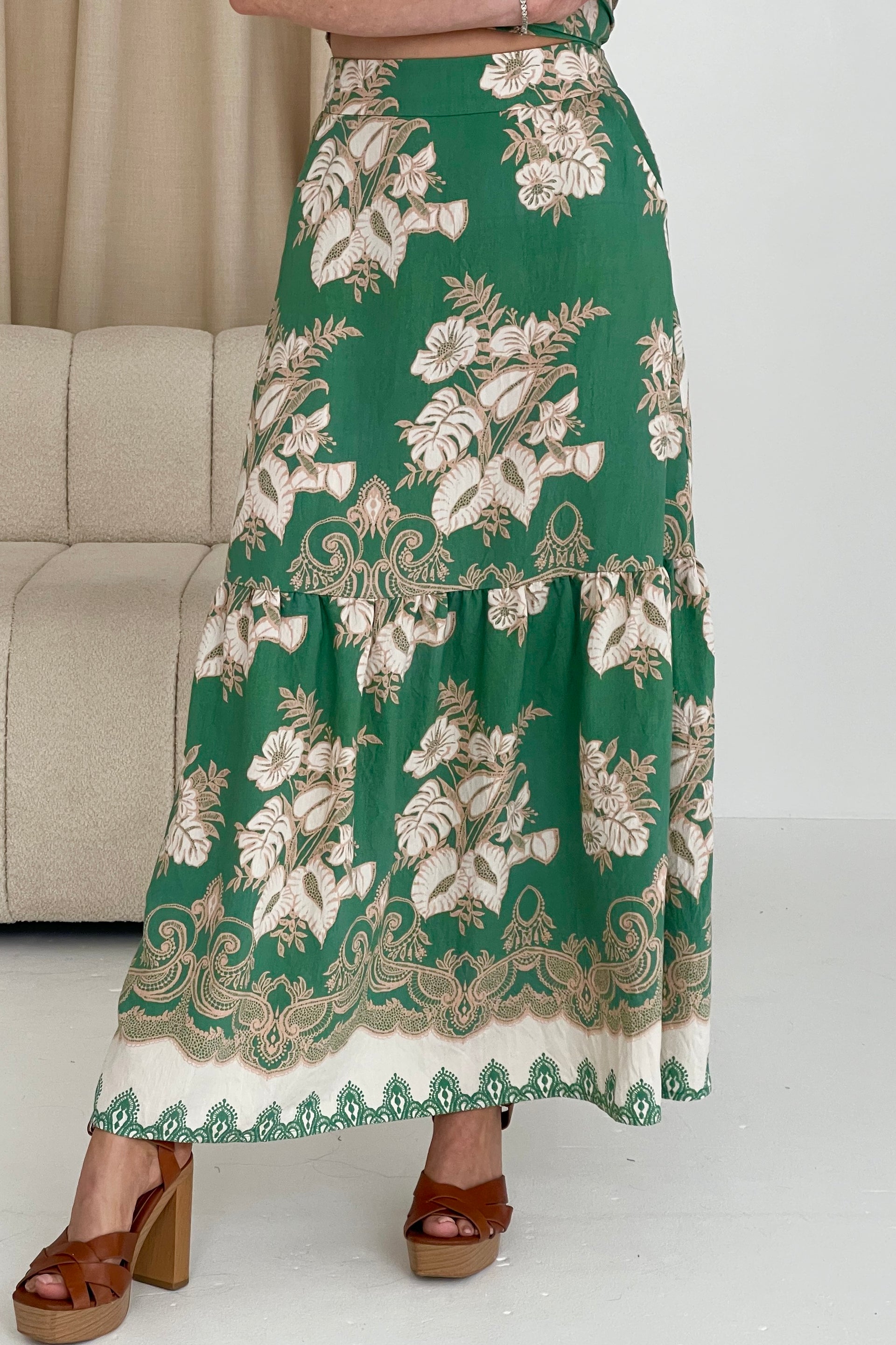 Blossom Green Floral Skirt