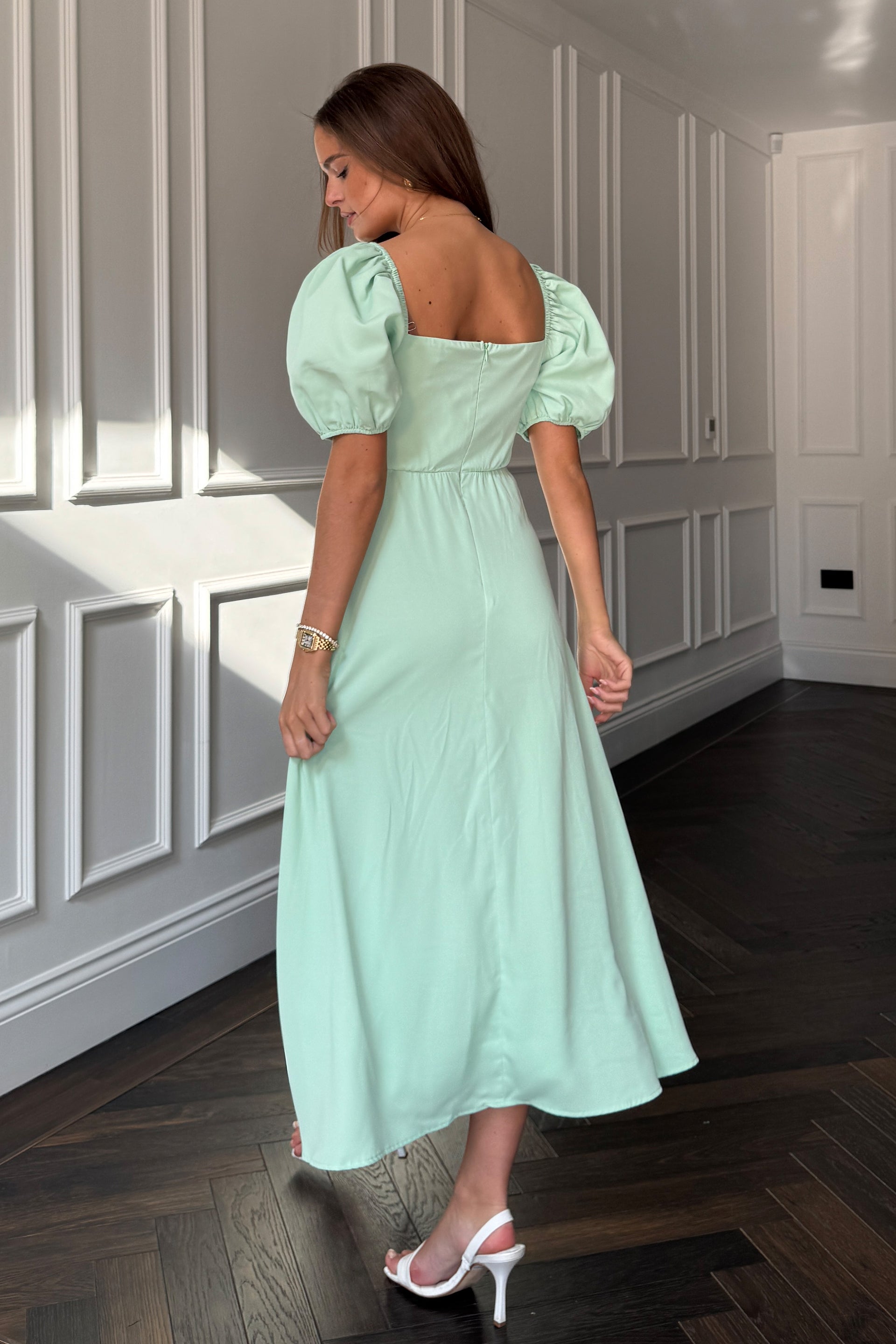 Jemima Square Neck Midi Dress Mint