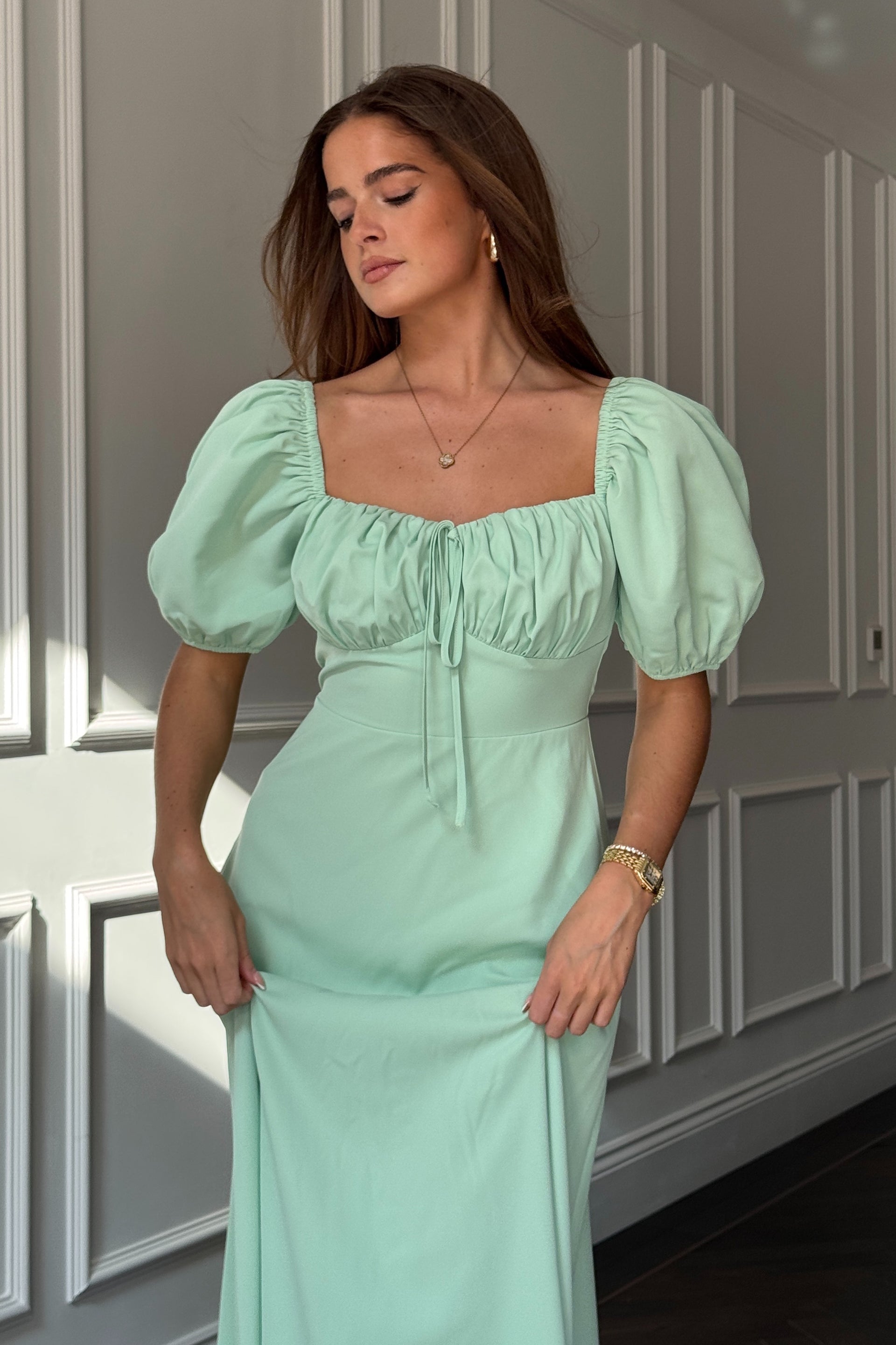 Jemima Square Neck Midi Dress Mint