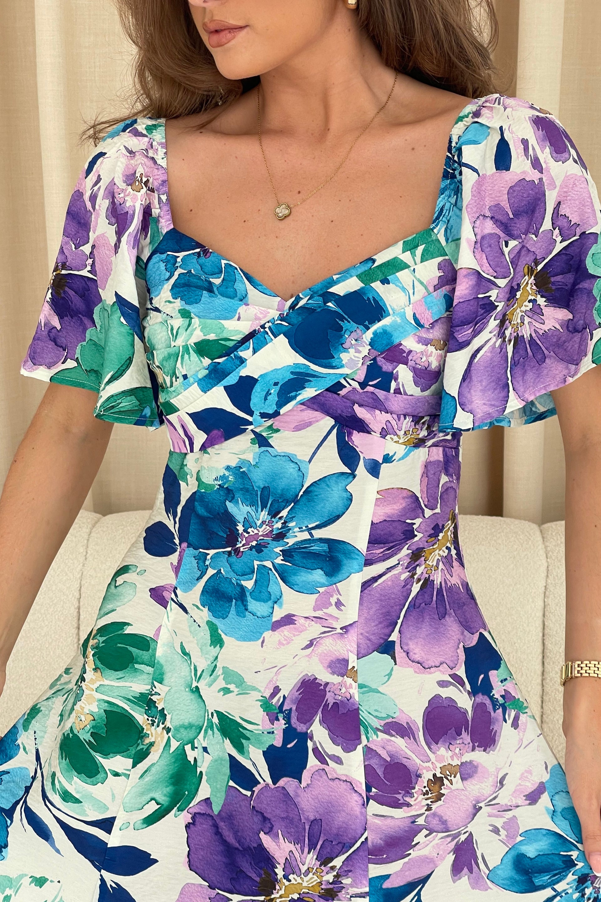 Nicola Sweetheart Neckline Mini Skater Dress Multi Floral