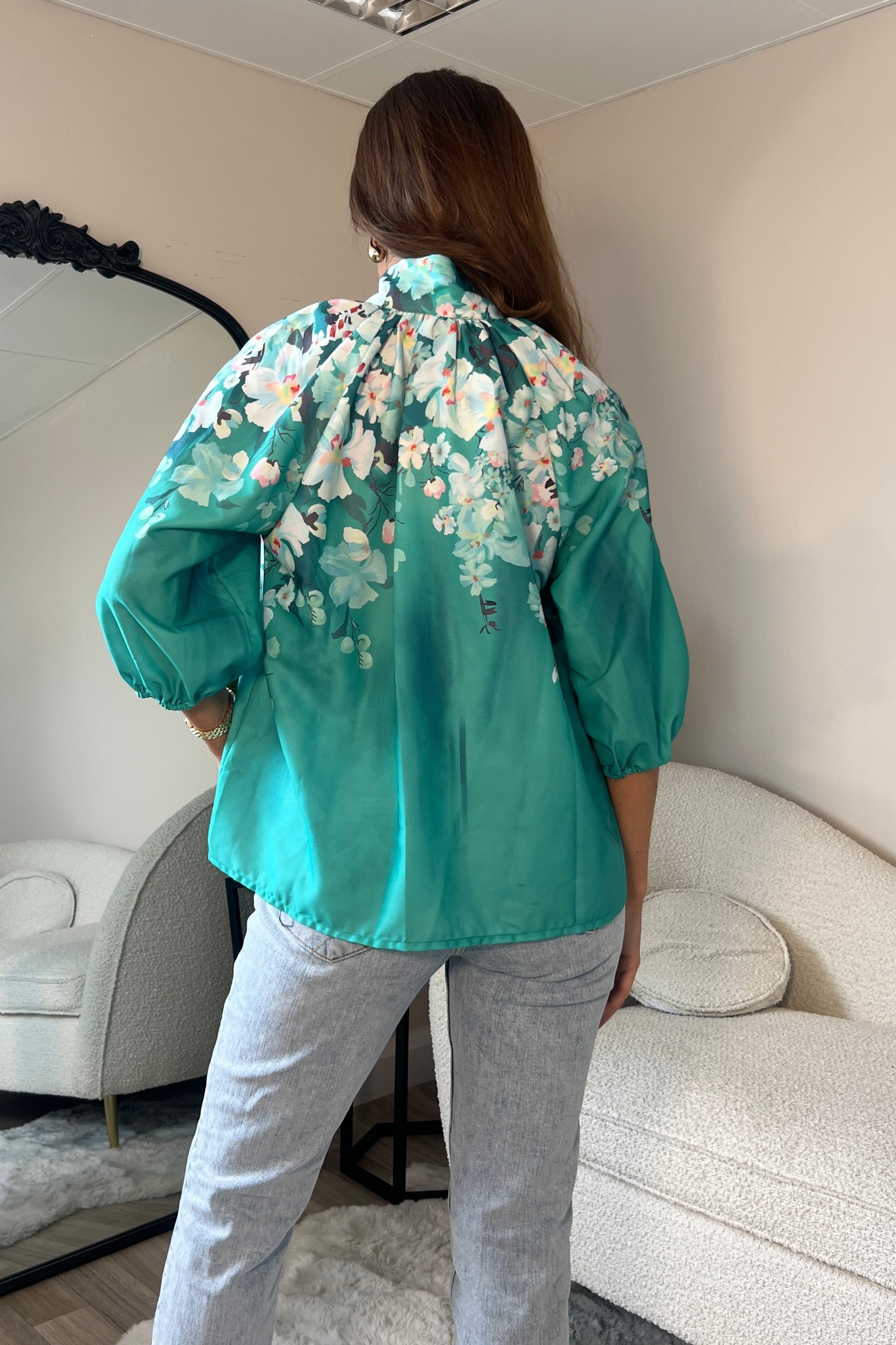 Tracey Balloon Sleeve High Neck Blouse