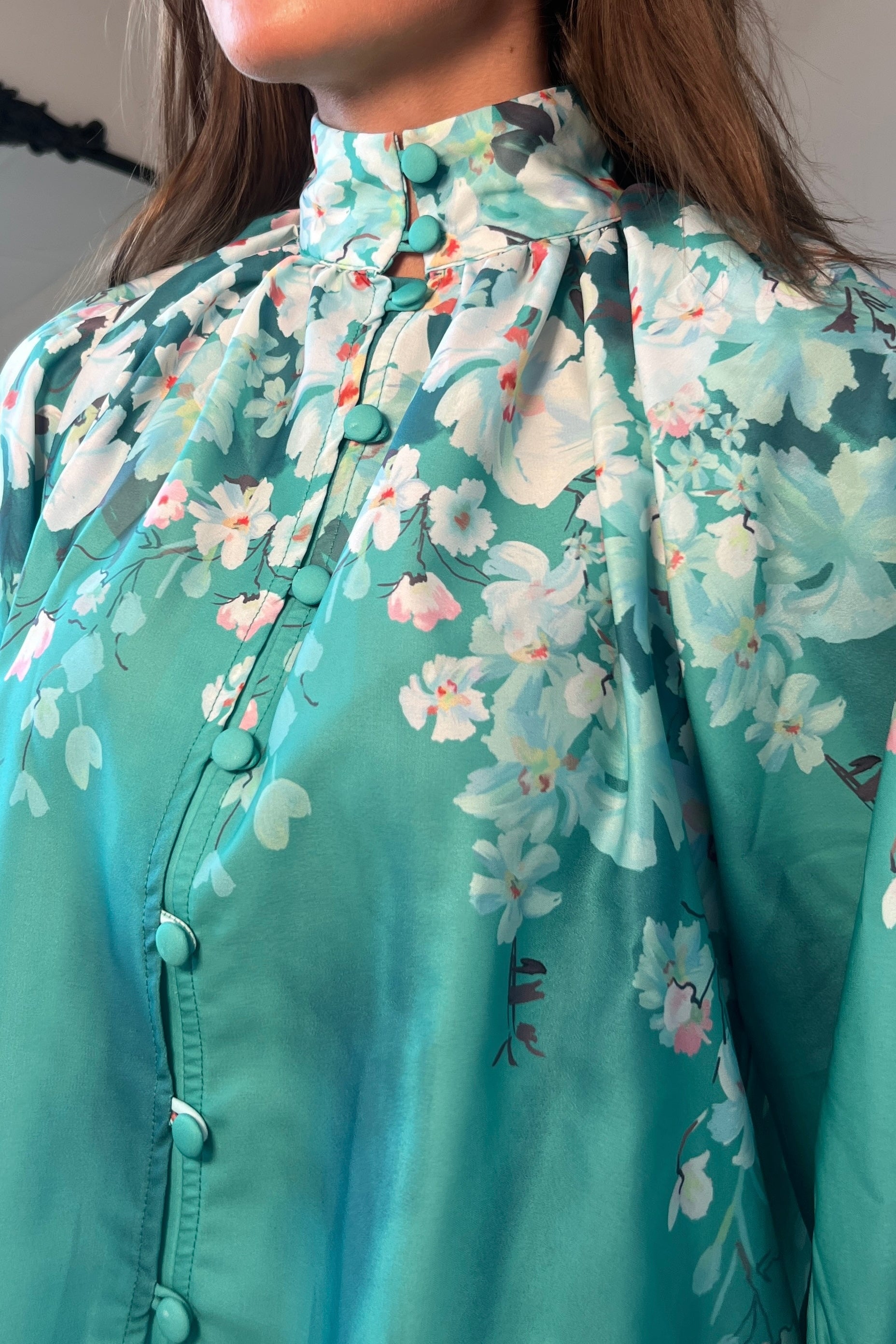 Tracey Balloon Sleeve High Neck Blouse
