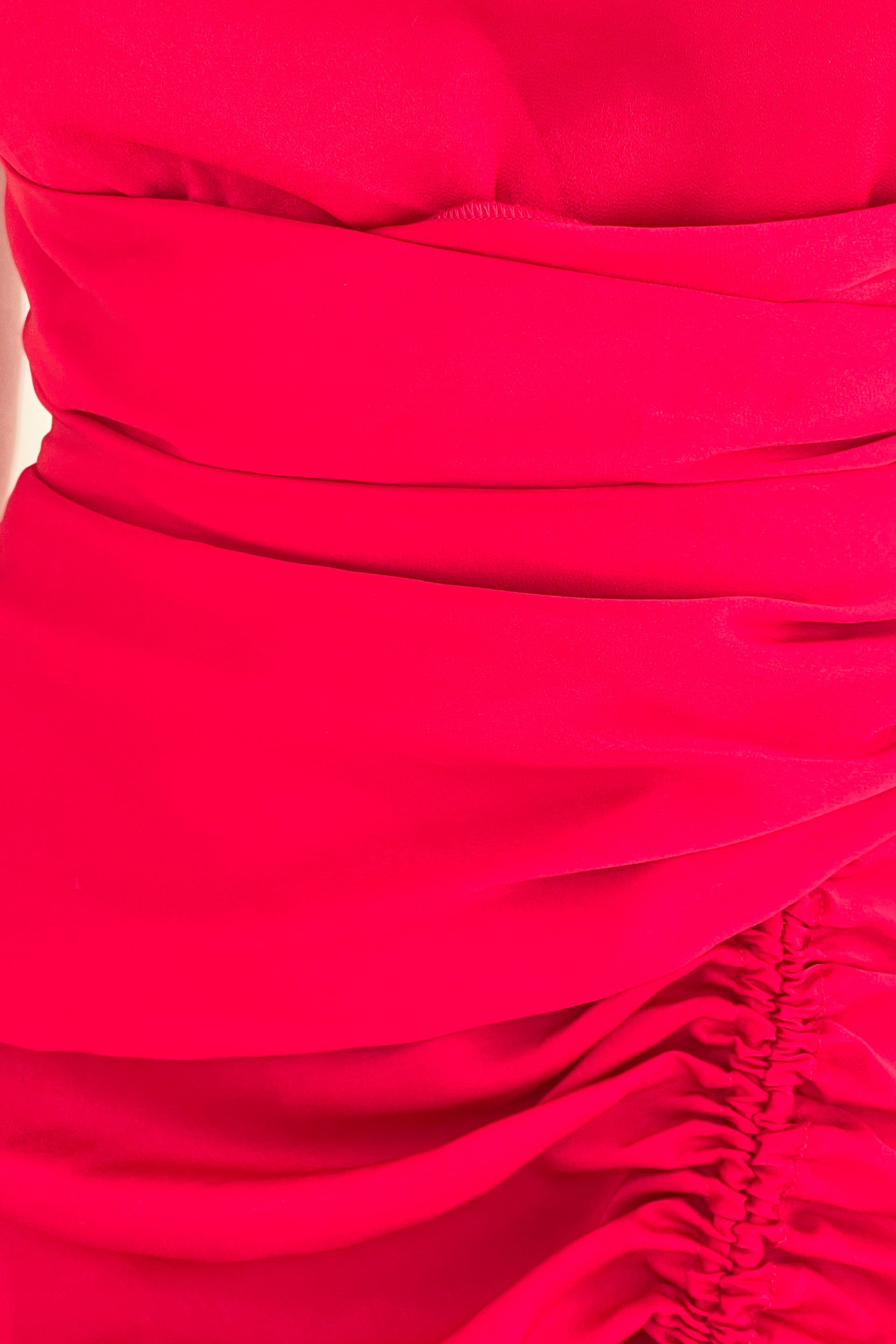 Maxine Ruched Detail Halterneck Midi Dress Red