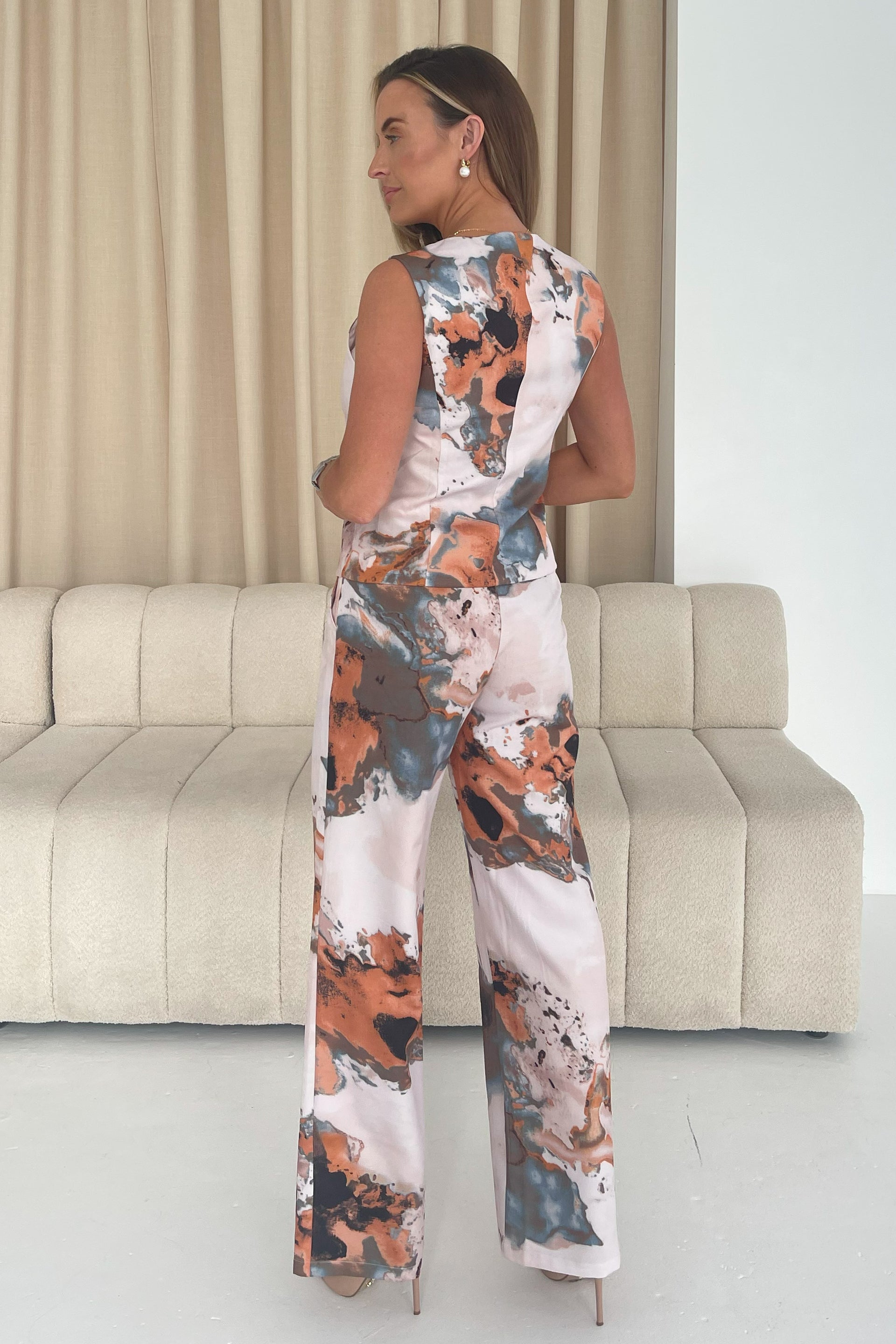 Jo Pleat Detail Tailored Trouser Grey Marble
