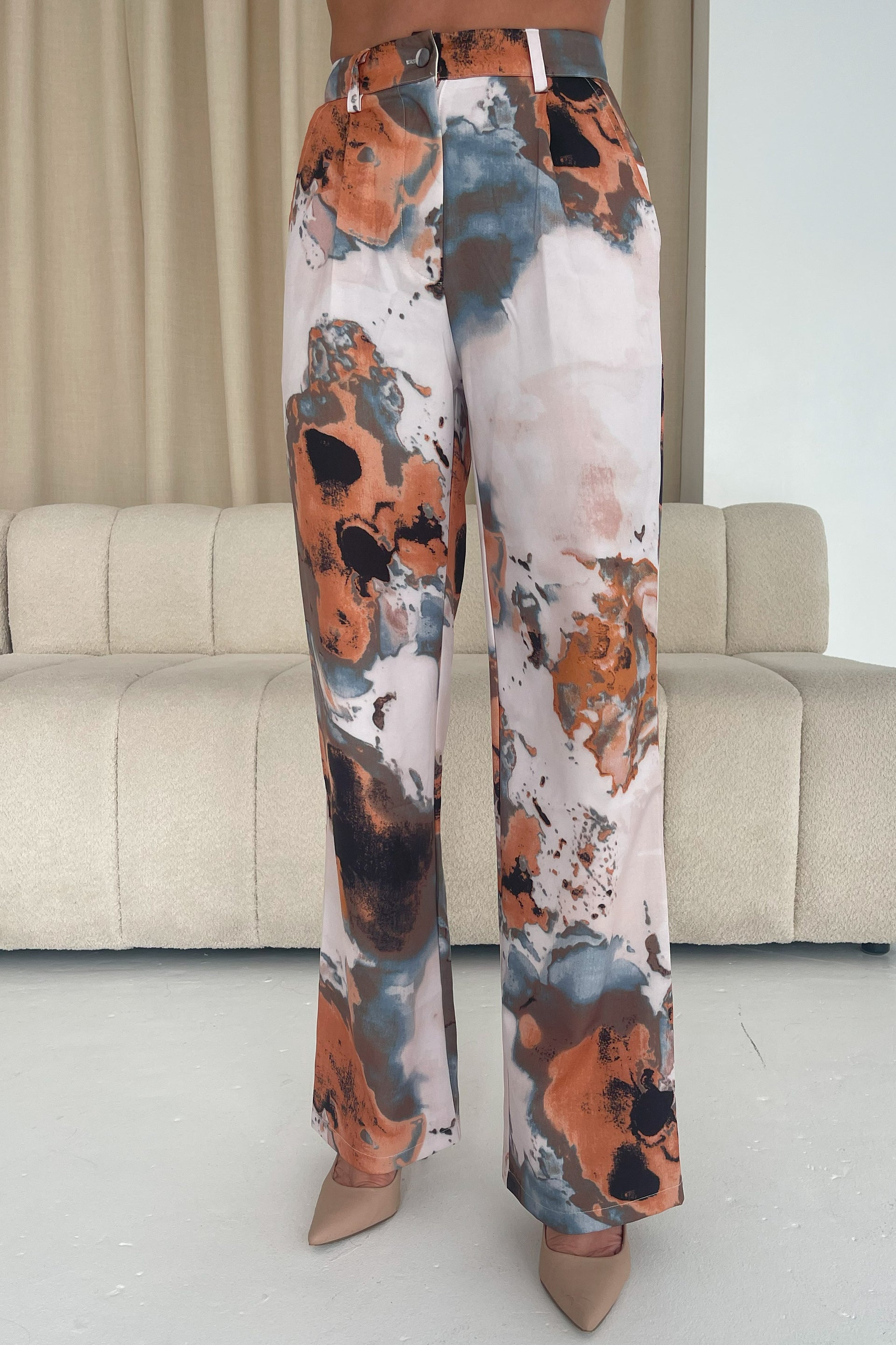 Jo Pleat Detail Tailored Trouser Grey Marble