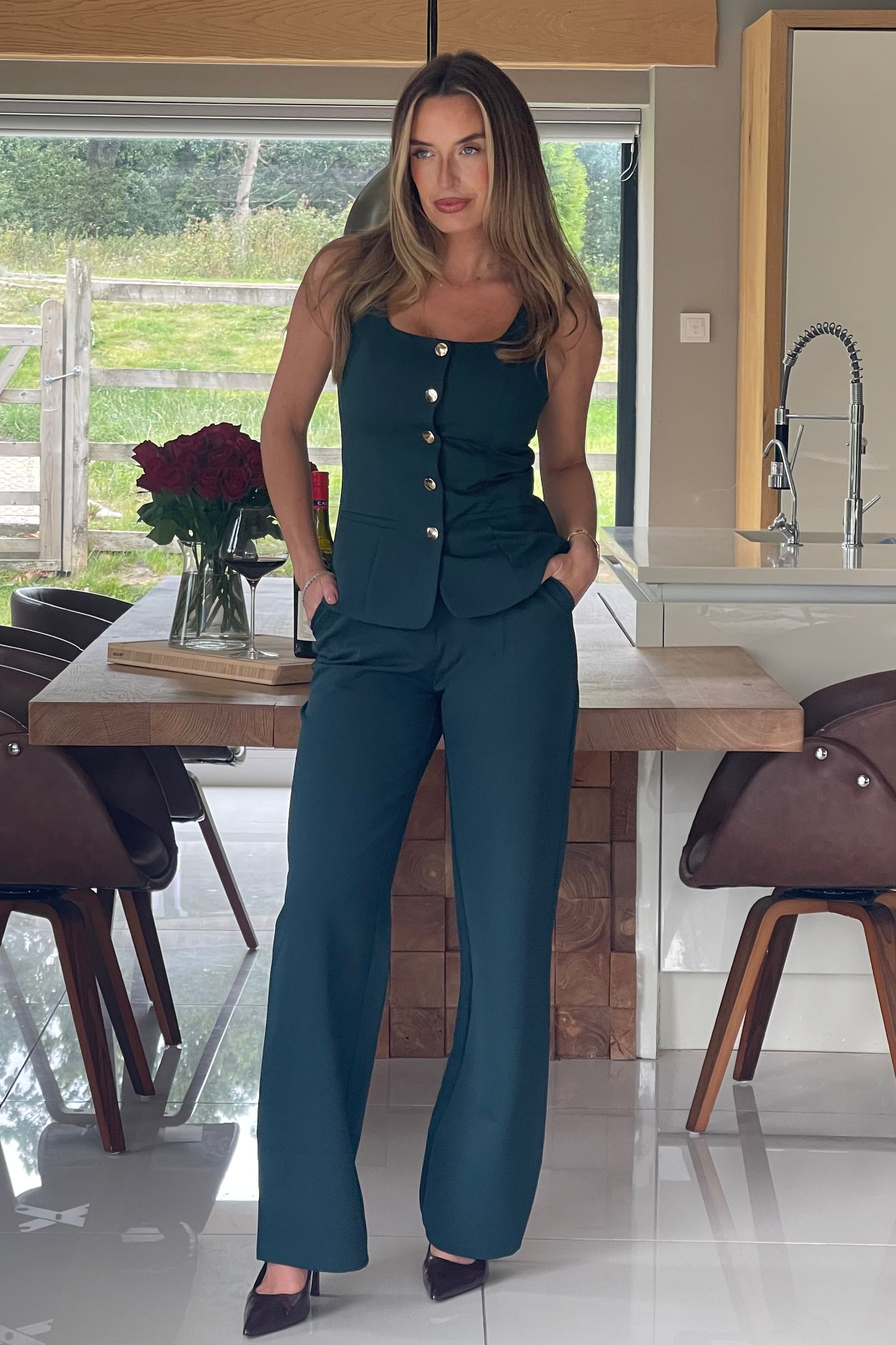 Jamie Tailored Waistcoat Emerald Green