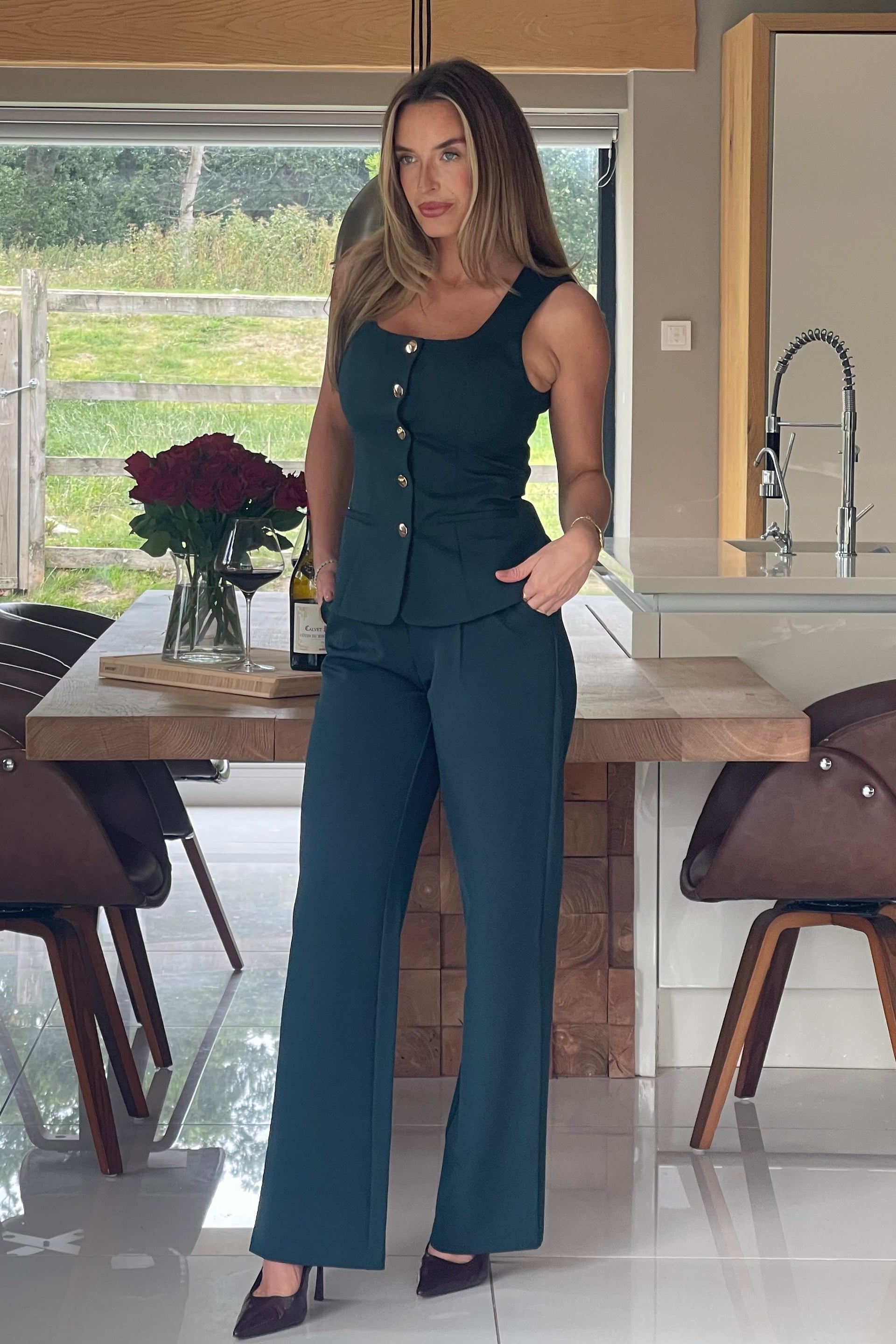 Jamie Tailored Waistcoat Emerald Green