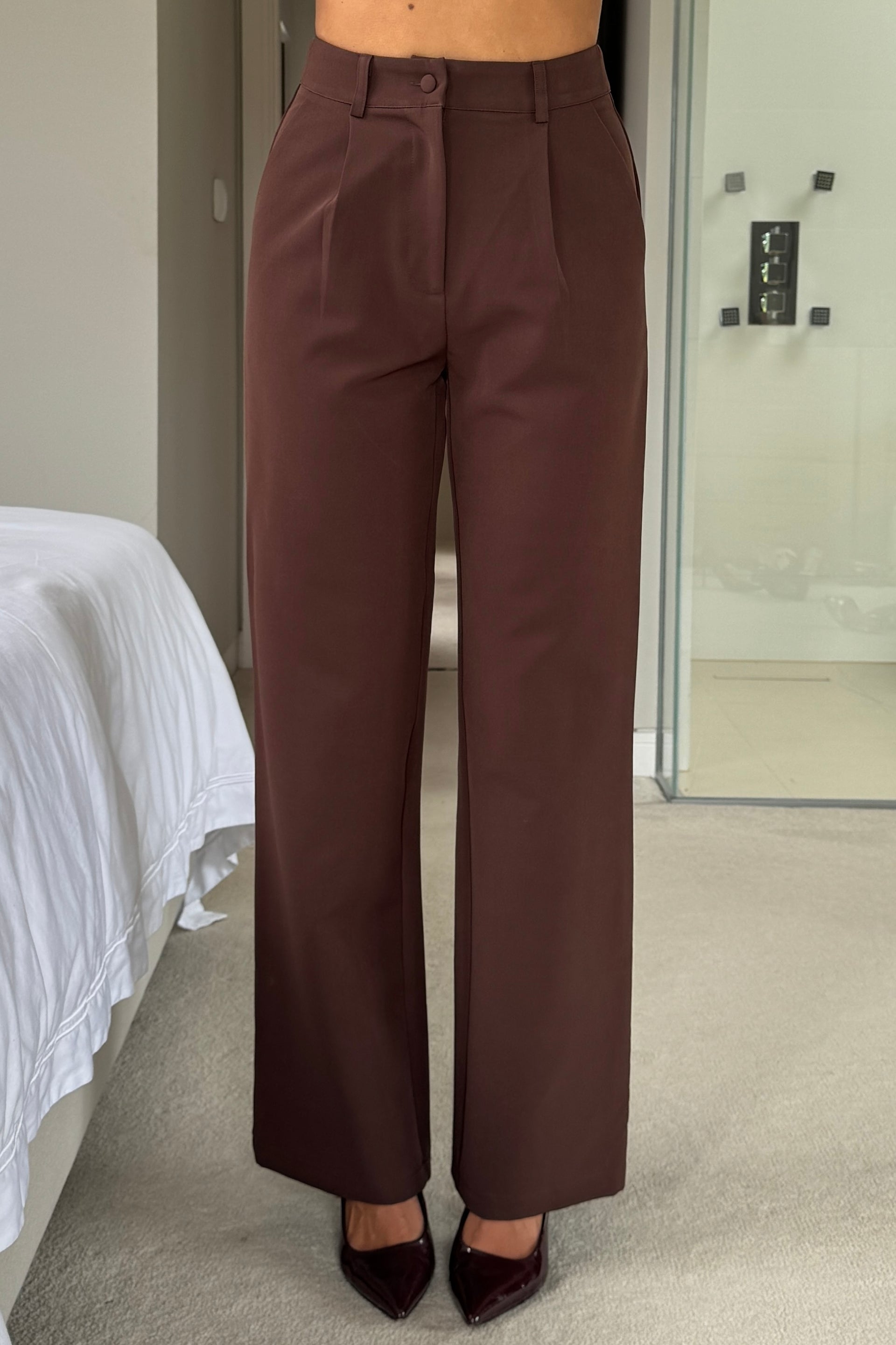 Jo Pleat Detail Tailored Trouser Brown