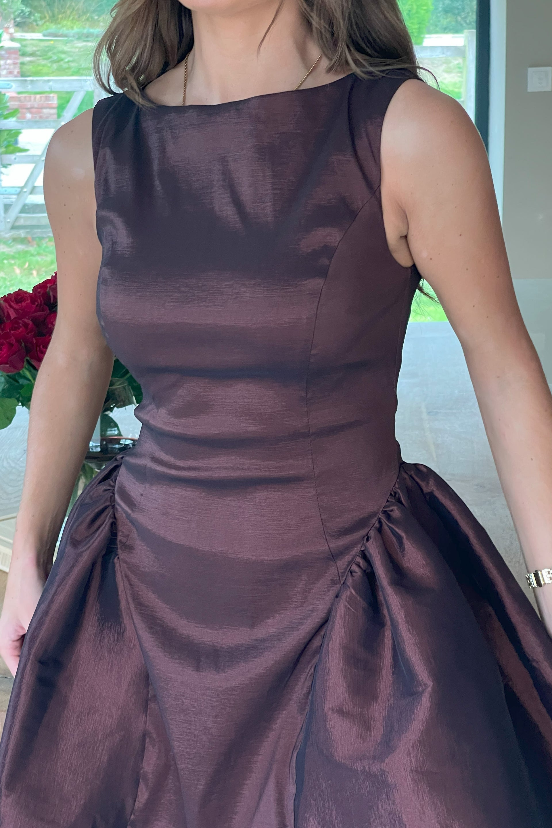 Suri Dropped Waist Mini Dress Brown