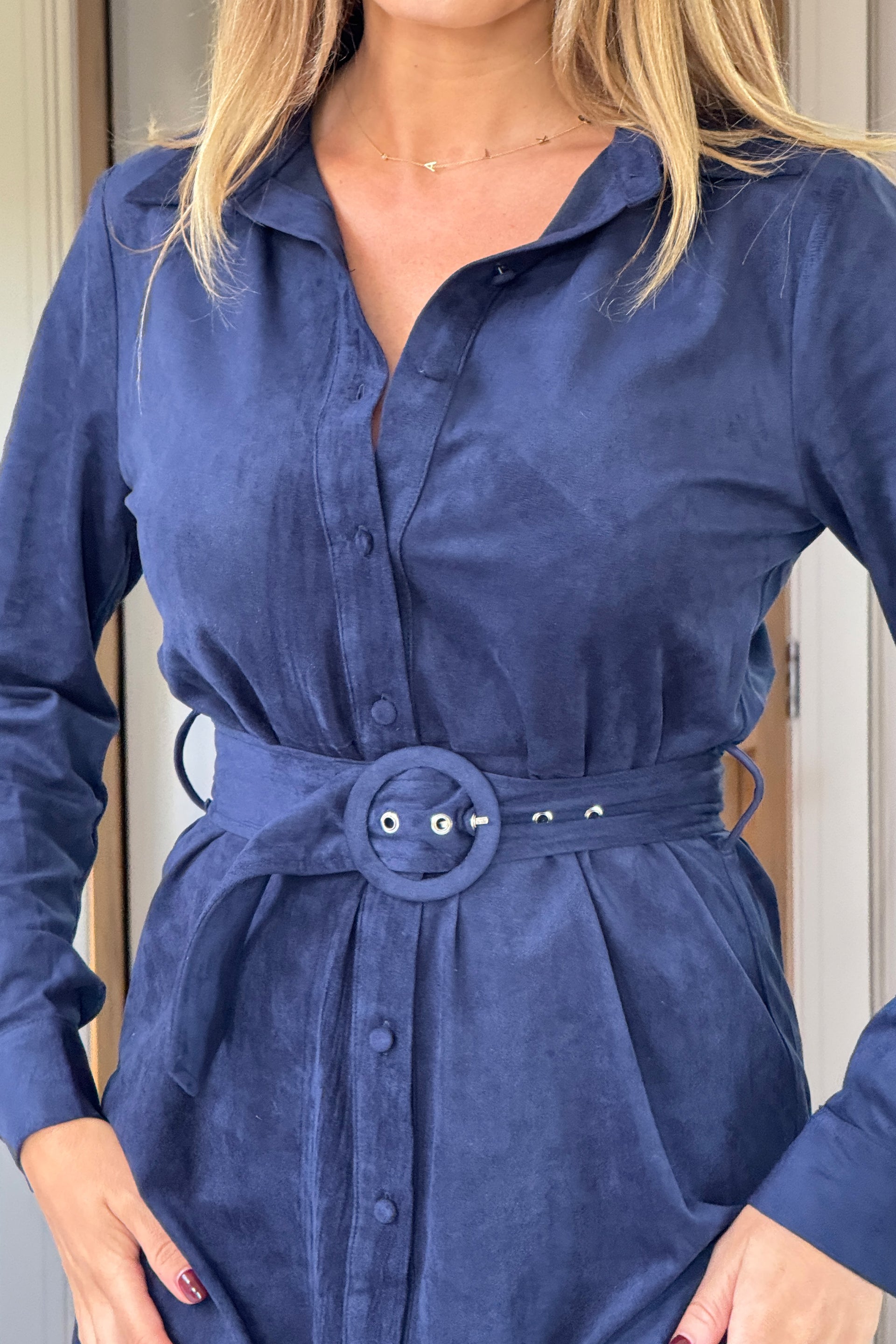 Savora Suede Mini Dress Navy