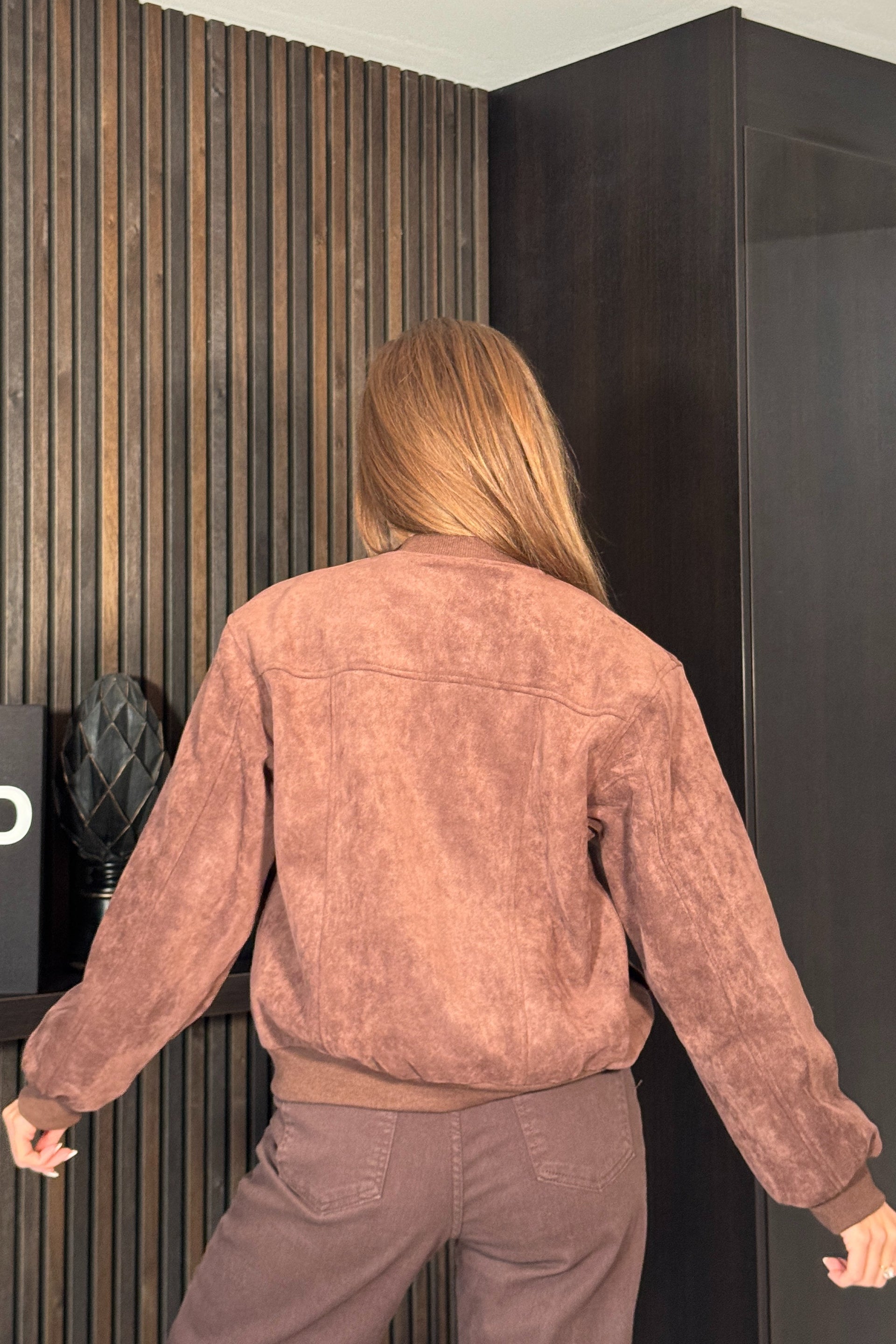 Arwen Suedette Classic Bomber Jacket Brown