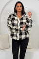 Tessa Full Zip Check Print Fleece Black