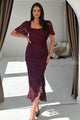 Heidi Berry Lace Ruched Midi Dress