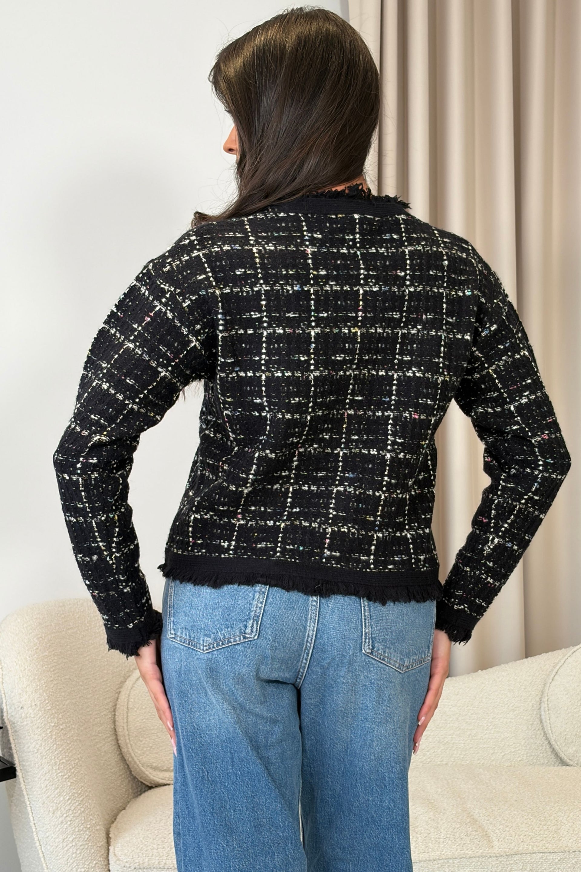 Zya Black Knit Gold Button Jacket