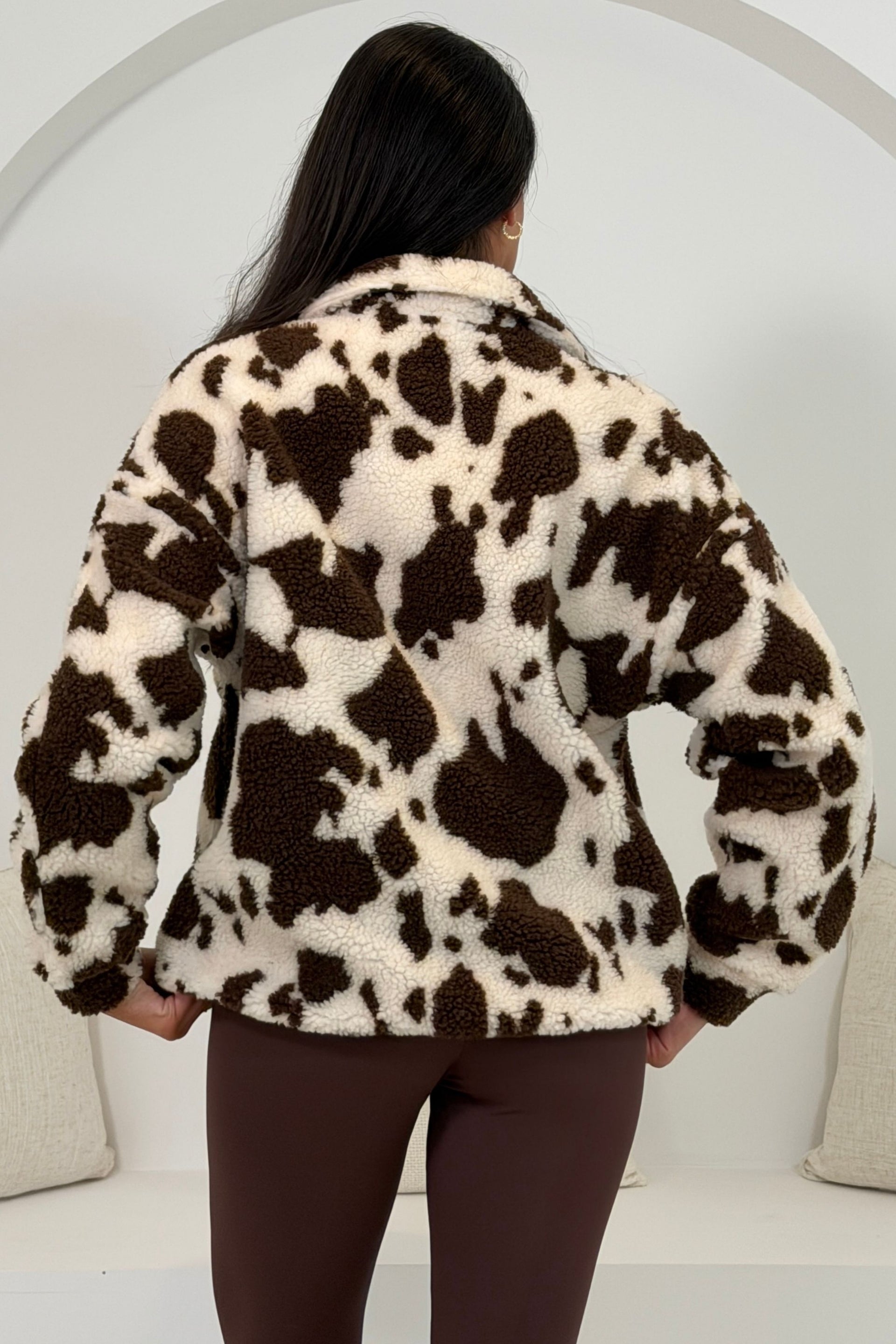 Mimi Cow Print Fleece Brown