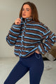 Lulu Contrast Full Zip Stripe Fleece Blue