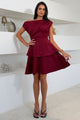 Pippa Double Frill Mini Dress Wine