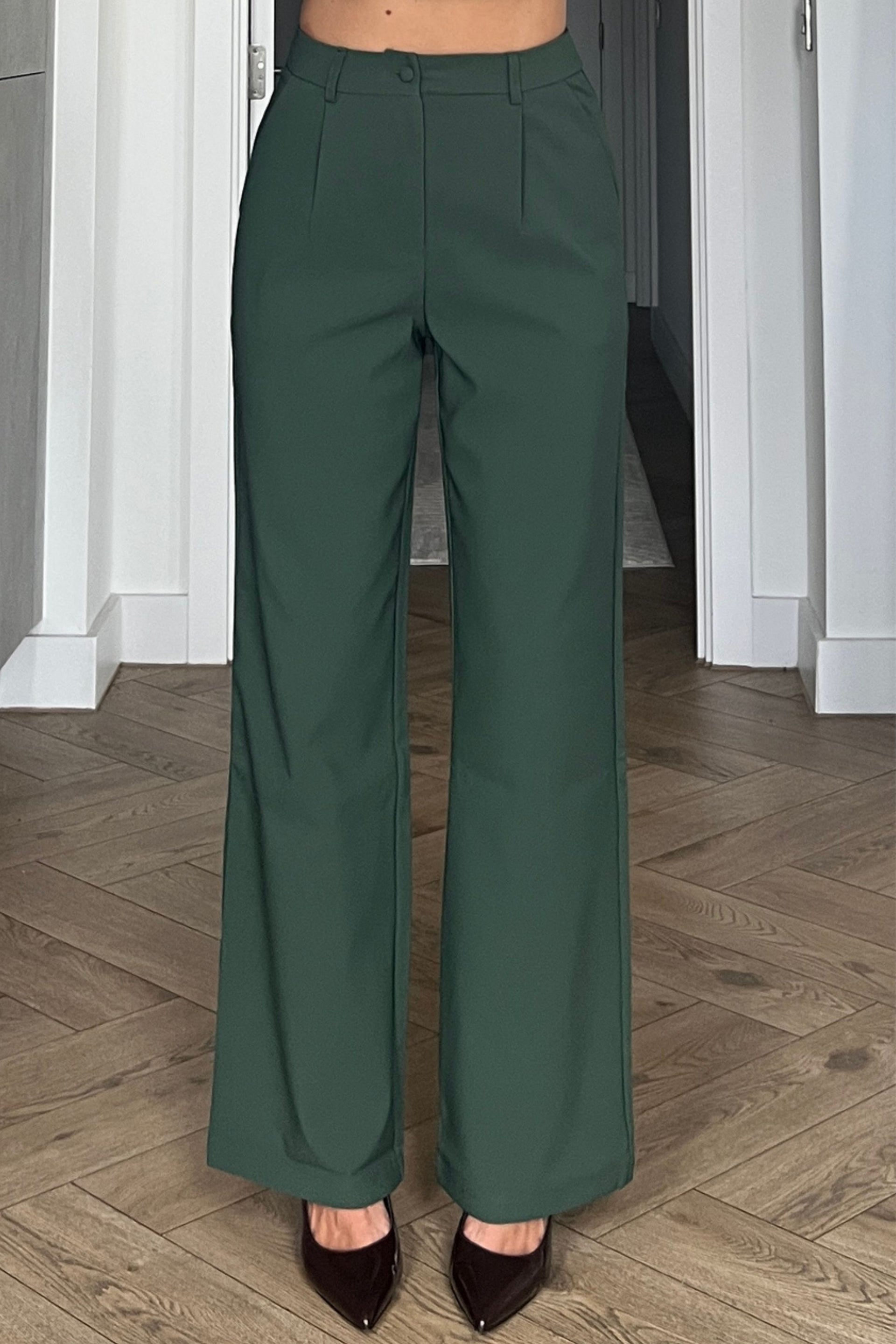 Jo Pleat Detail Tailored Trouser Green