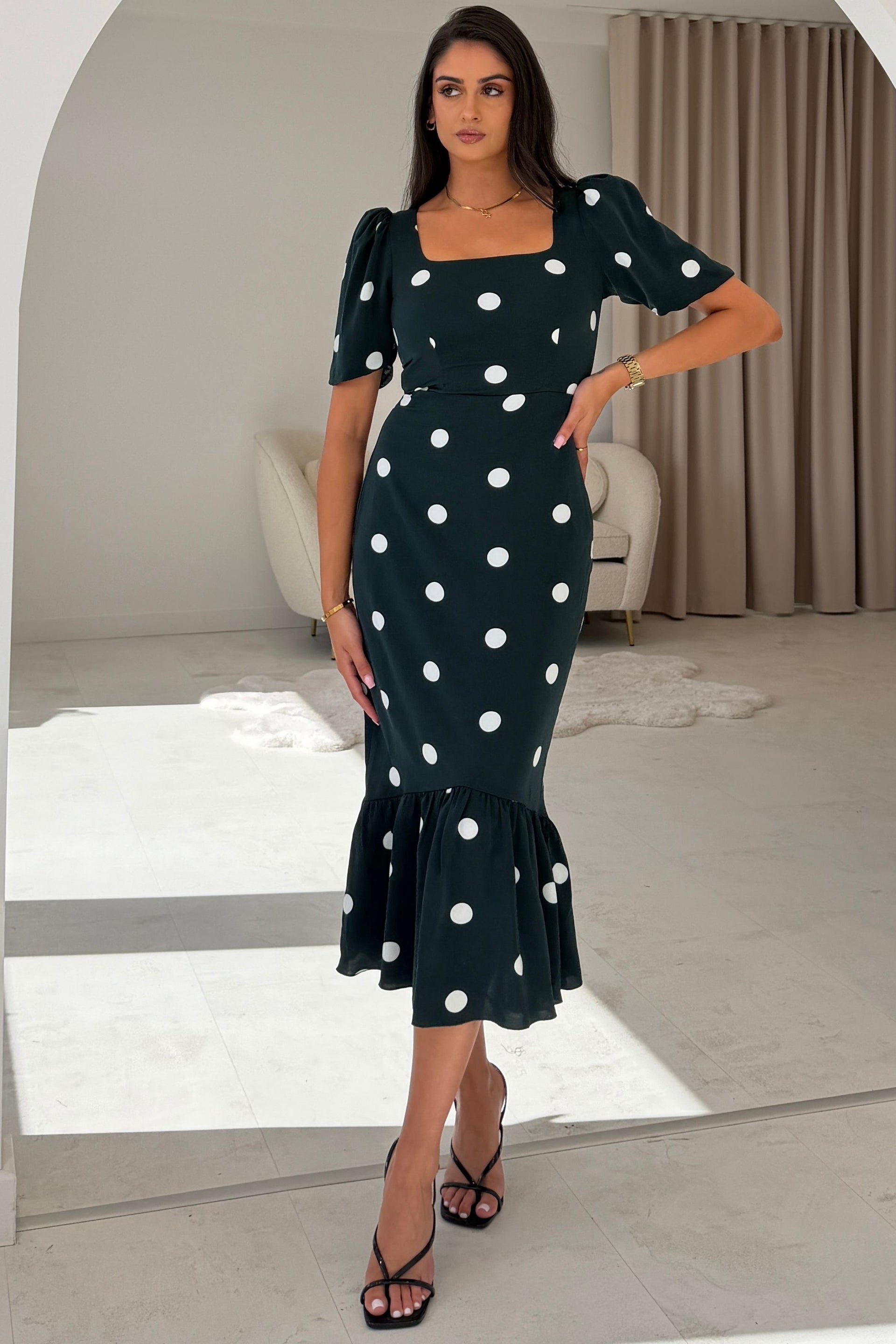 Jennifer Green Spot Midi Dress