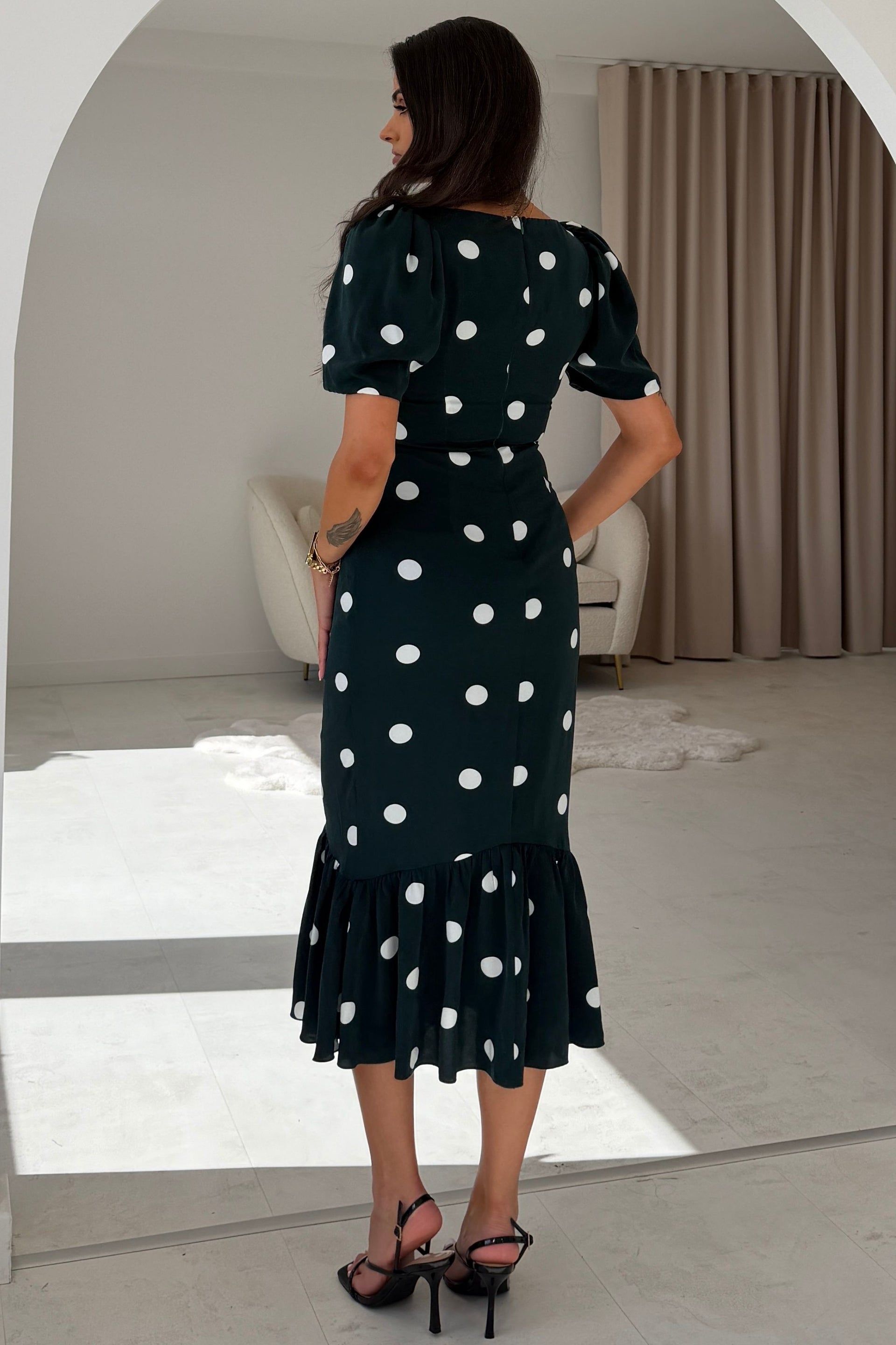 Jennifer Green Spot Midi Dress
