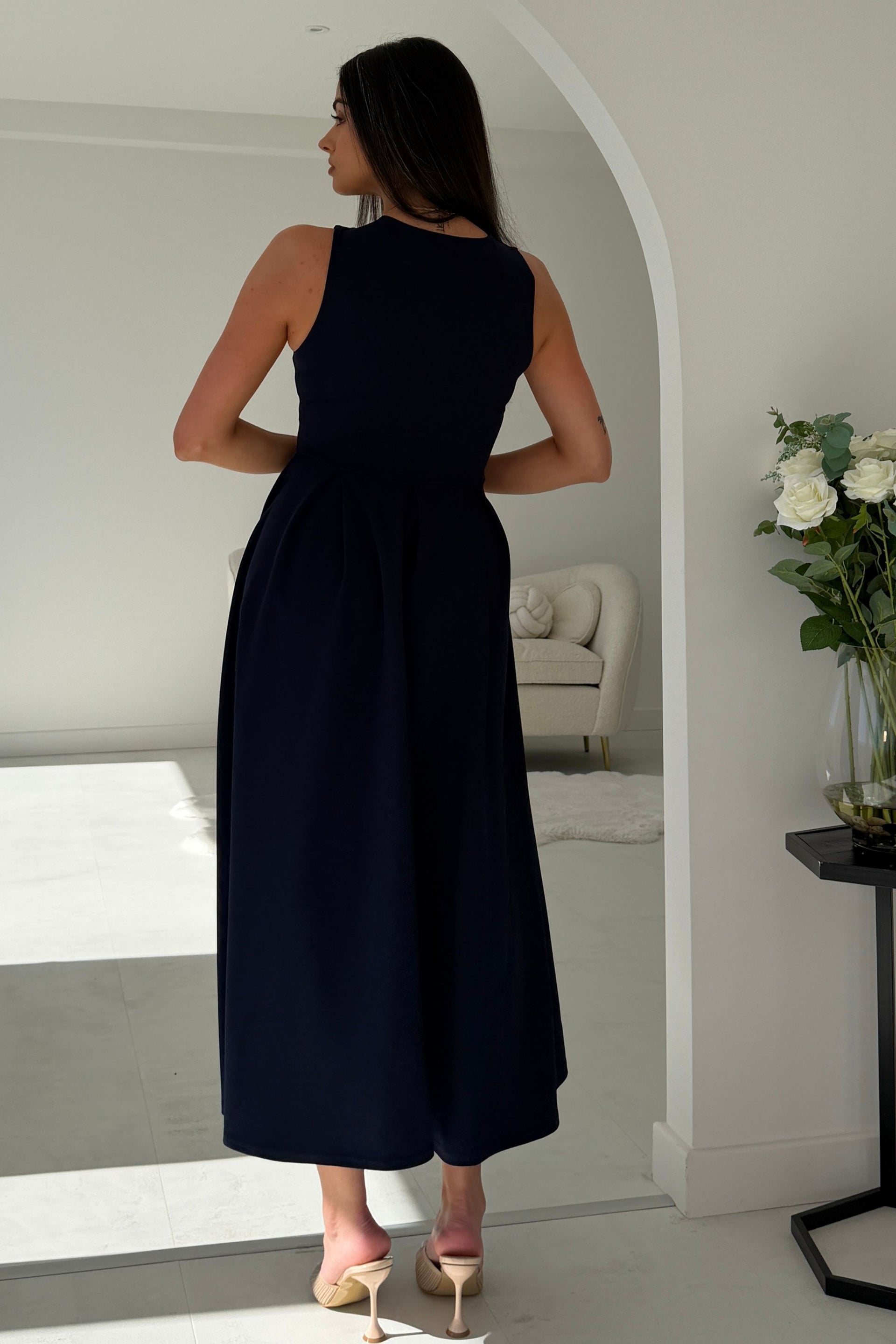 Anastasia Knot Detail Midi Dress Navy
