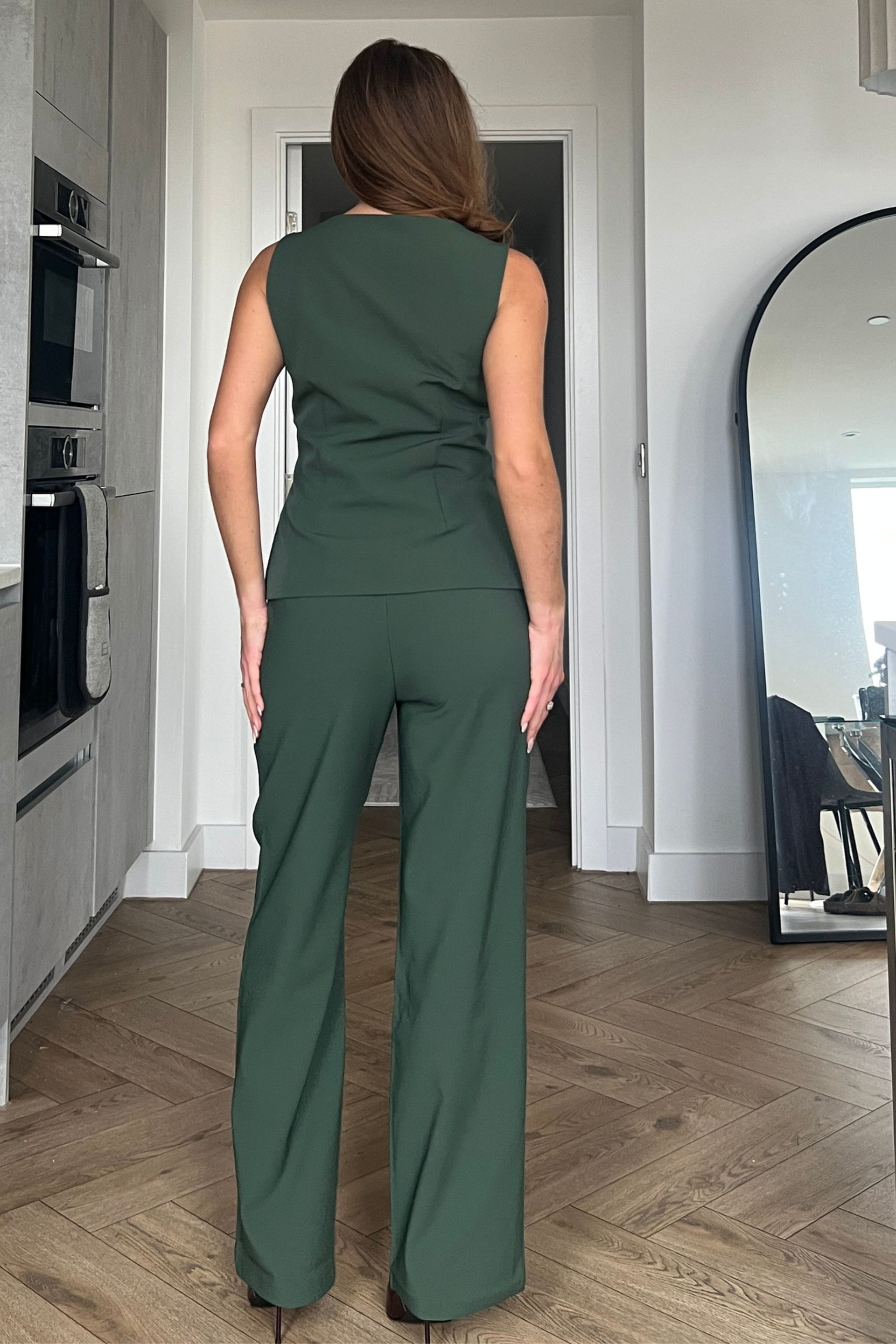 Jo Pleat Detail Tailored Trouser Green